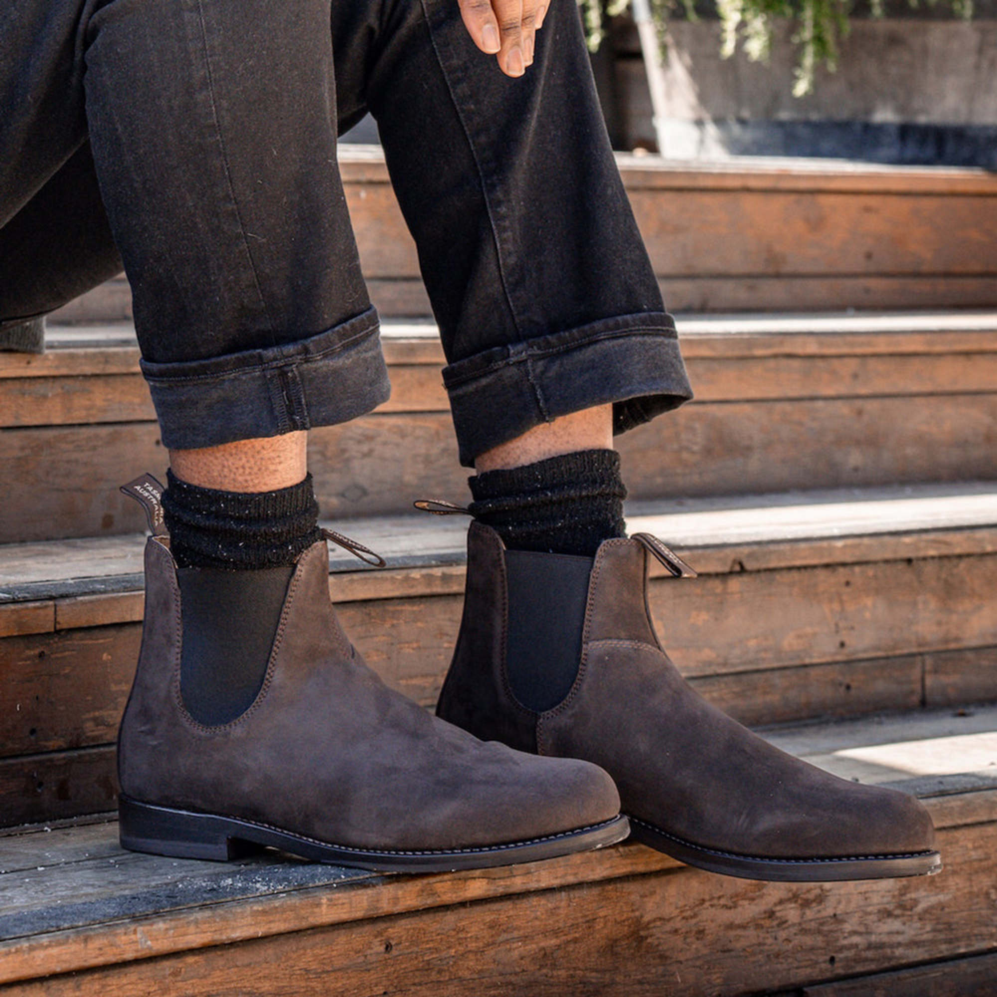 Chocolate Premium Leather Chelsea Boots, Men's Heritage 159