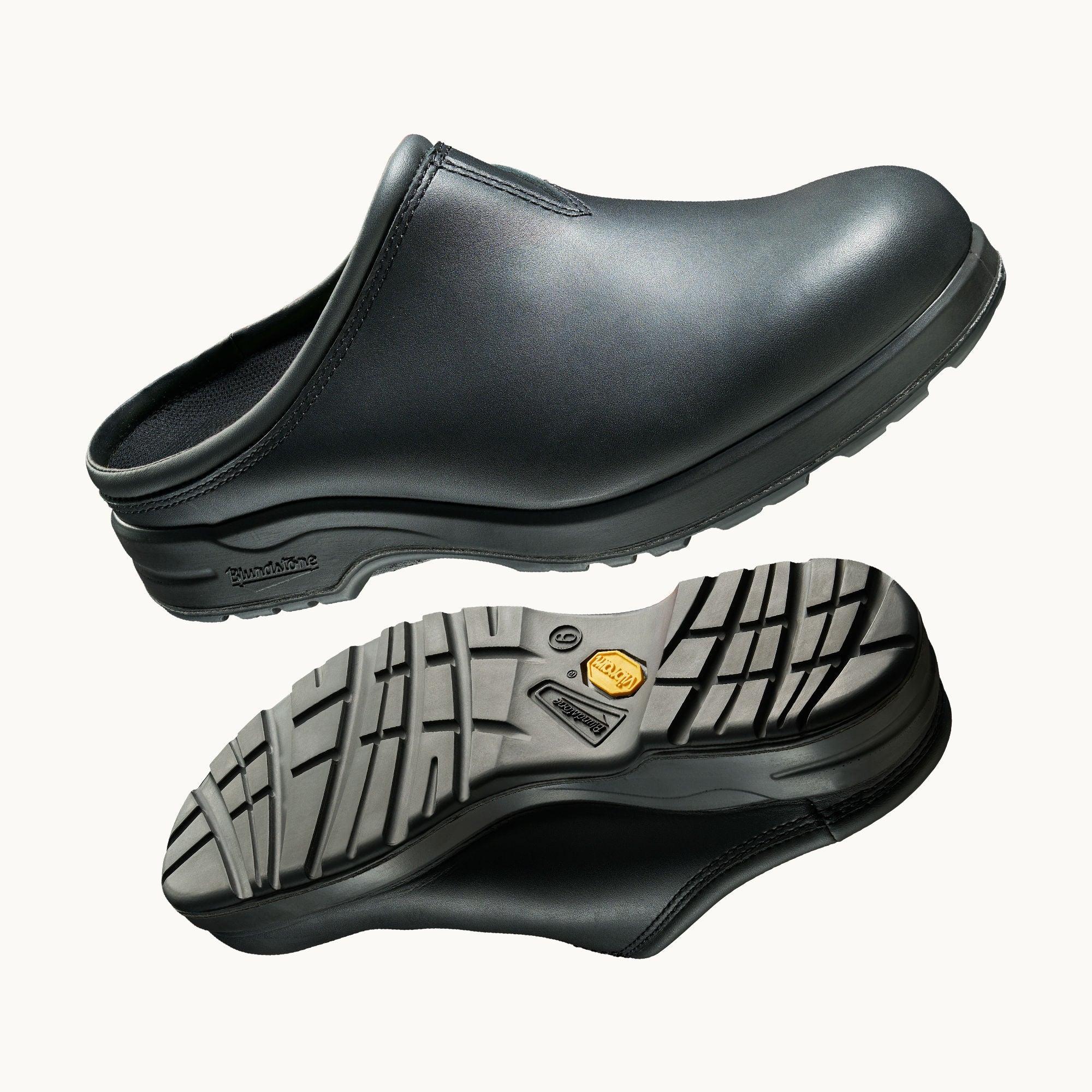 Black Premium Leather Slip-on Clogs, Men's All-Terrain 2381