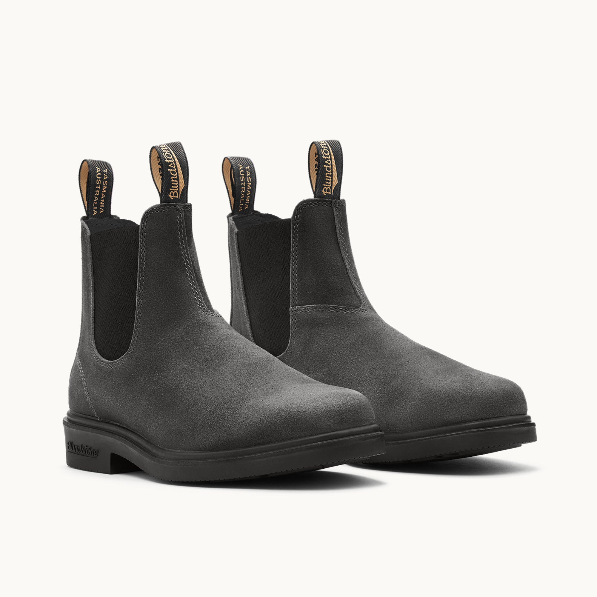 Steel Grey Suede Suede Leather Chelsea Boots, Men's Dress 2582