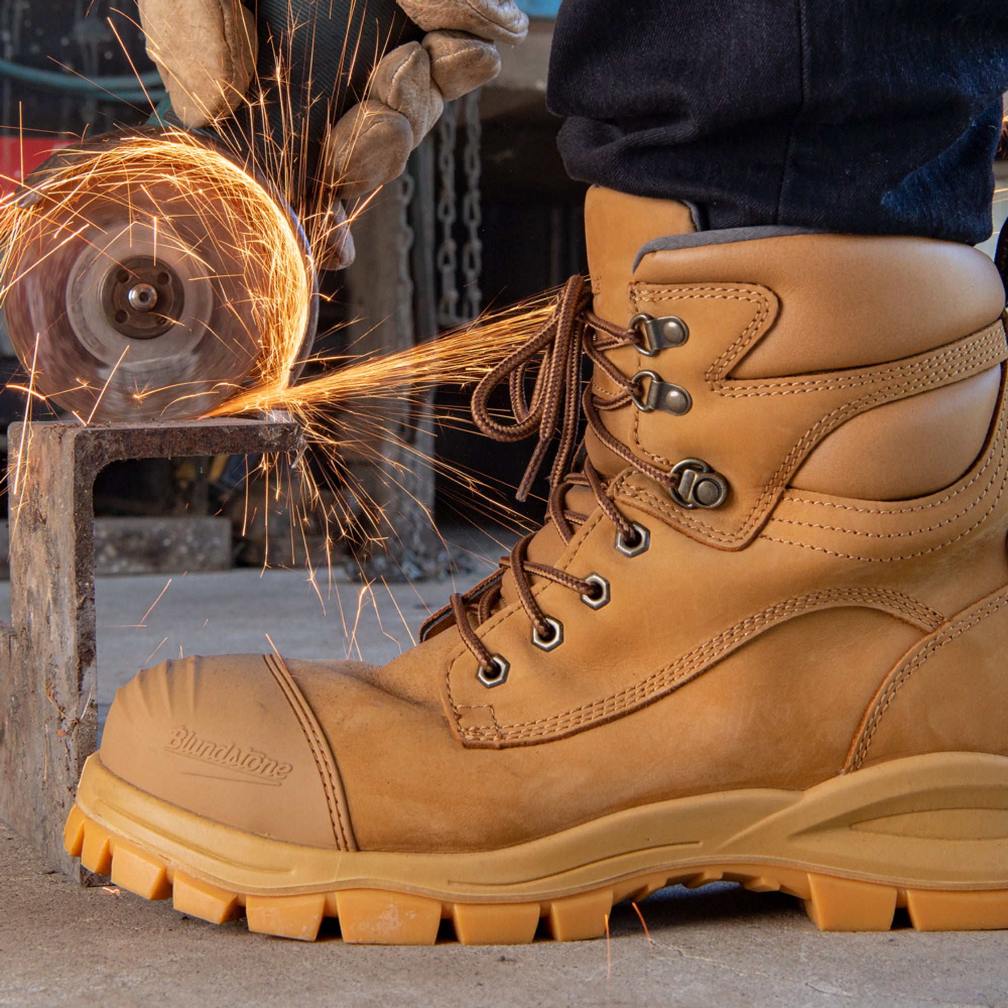 Wheat Nubuck Leather Zip Up Boots, Work Series 992 - Blundstone