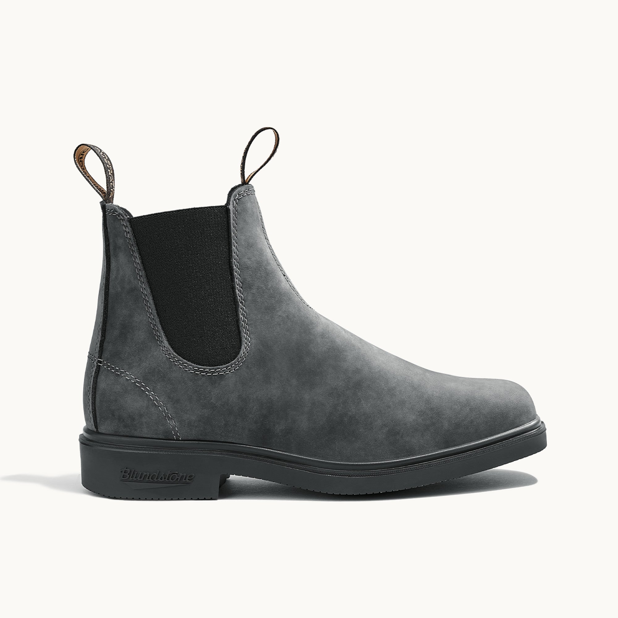 Rustic Black Premium Leather Chelsea Boots, Men's Dress 1308