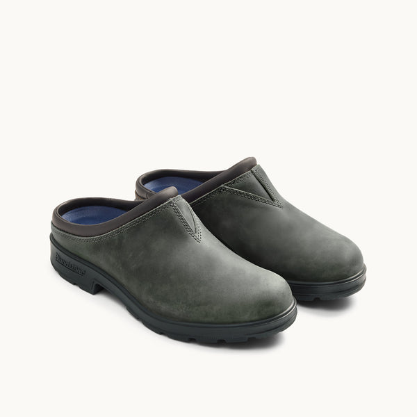 Rustic Black Nubuck Leather Slip-on Clogs, Men's Originals 2420