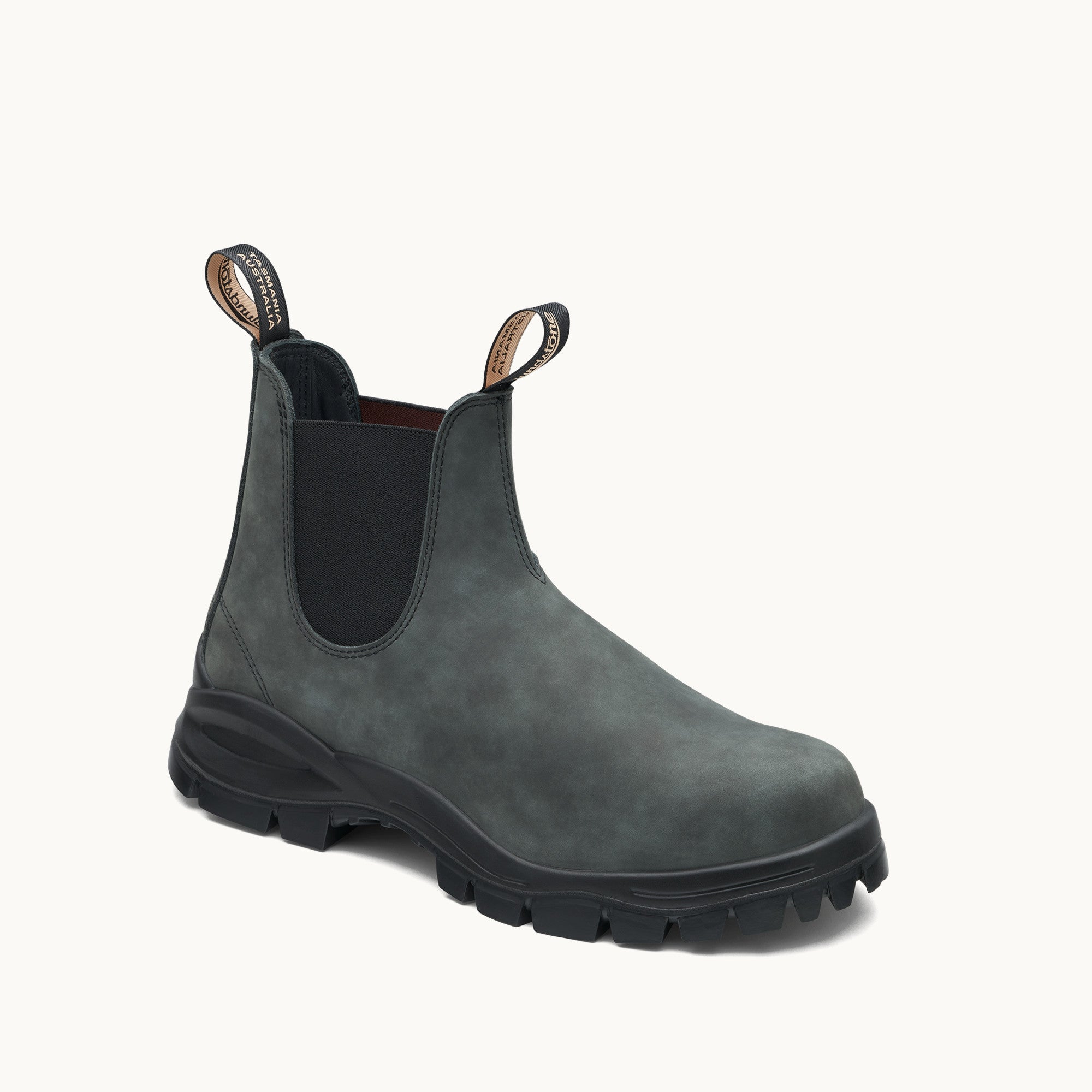 Rustic Black Premium Leather Chelsea Boots, Women's Lug 2238