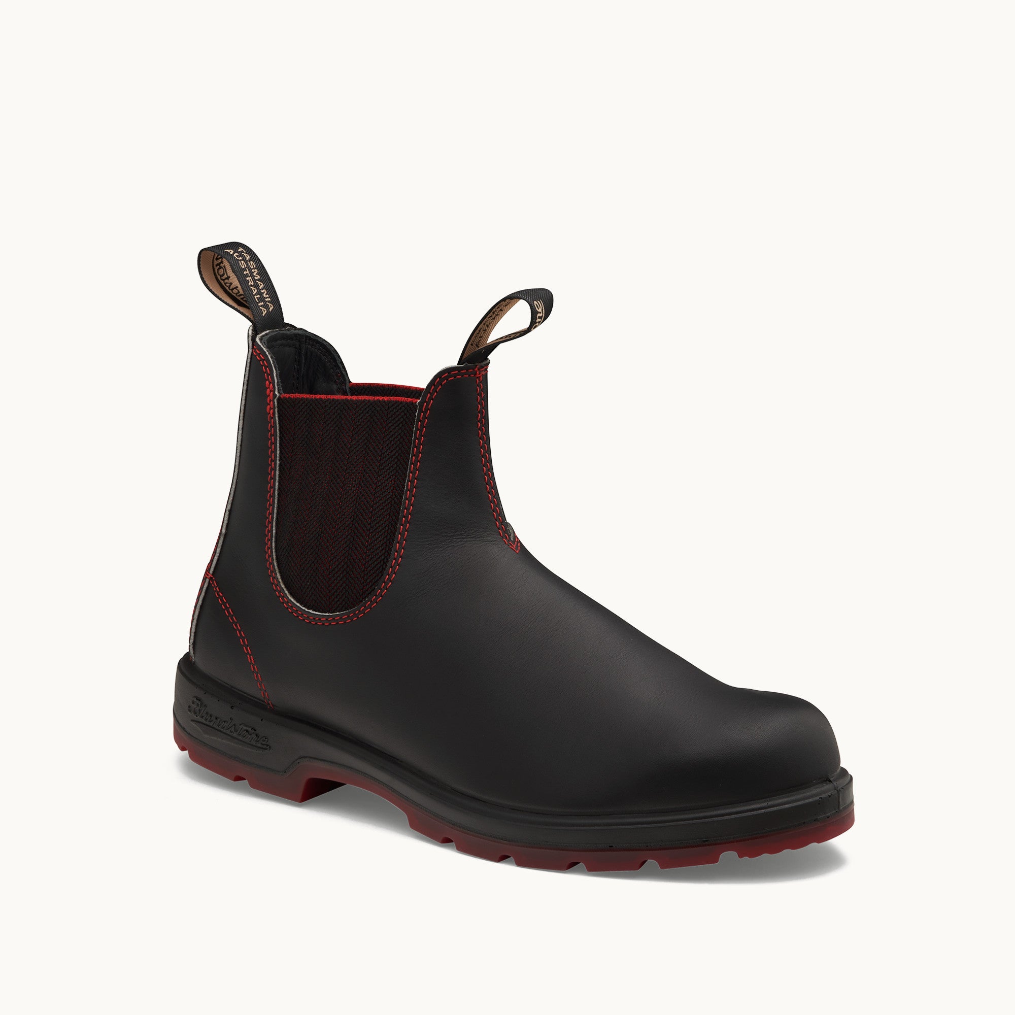 Black / Red Premium Leather Chelsea Boots, Women's Classics 2342