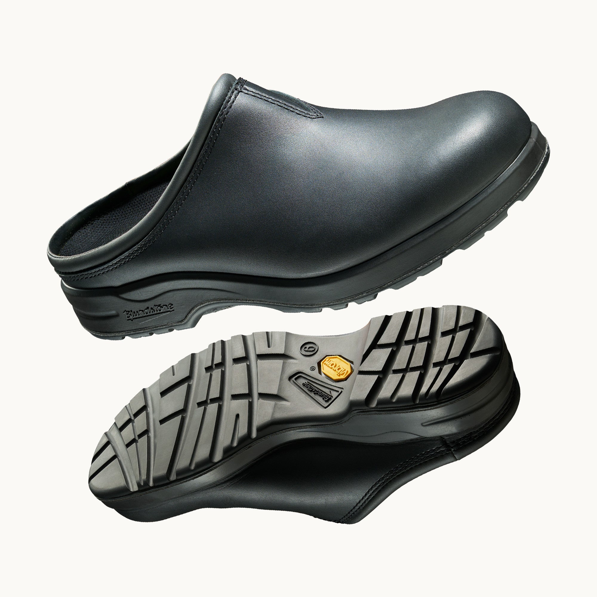 Black Premium Leather Slip-on Clogs, Women's All-Terrain