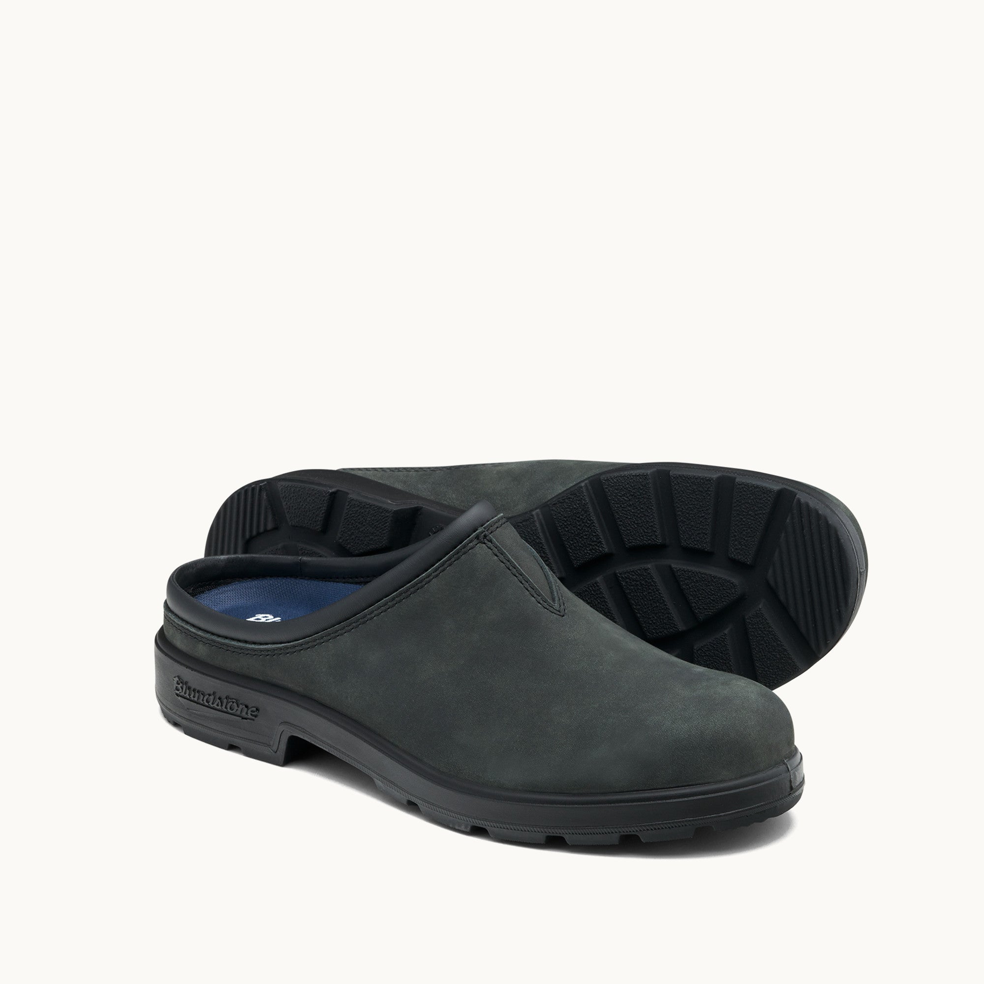 Rustic Black Nubuck Leather Slip-on Clogs, Men's Originals 2420