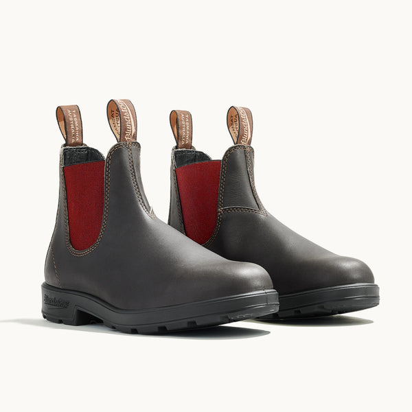 Brown / Crimson Full Grain Leather Chelsea Boots, Women's