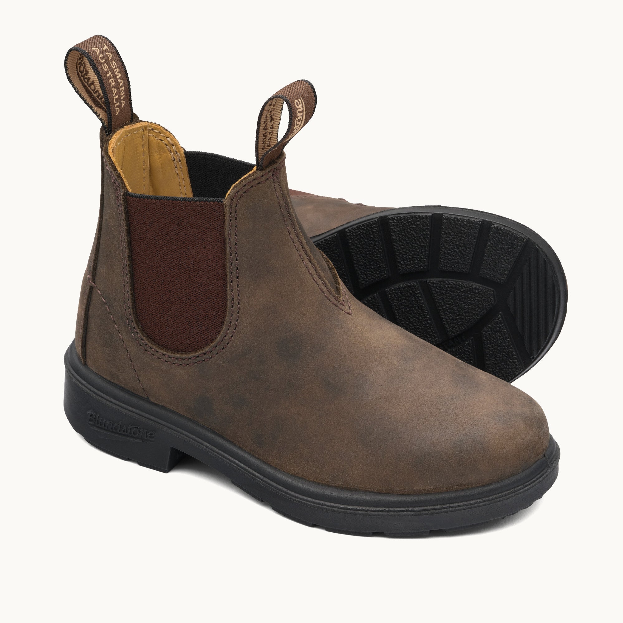 Rustic Brown Leather Chelsea Boots, Kids' Series 565
