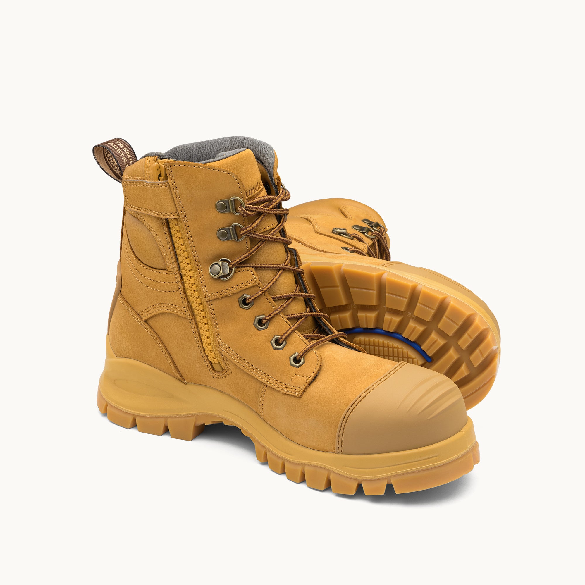 Wheat Nubuck Leather Zip Up Boots, Work Series 992 - Blundstone