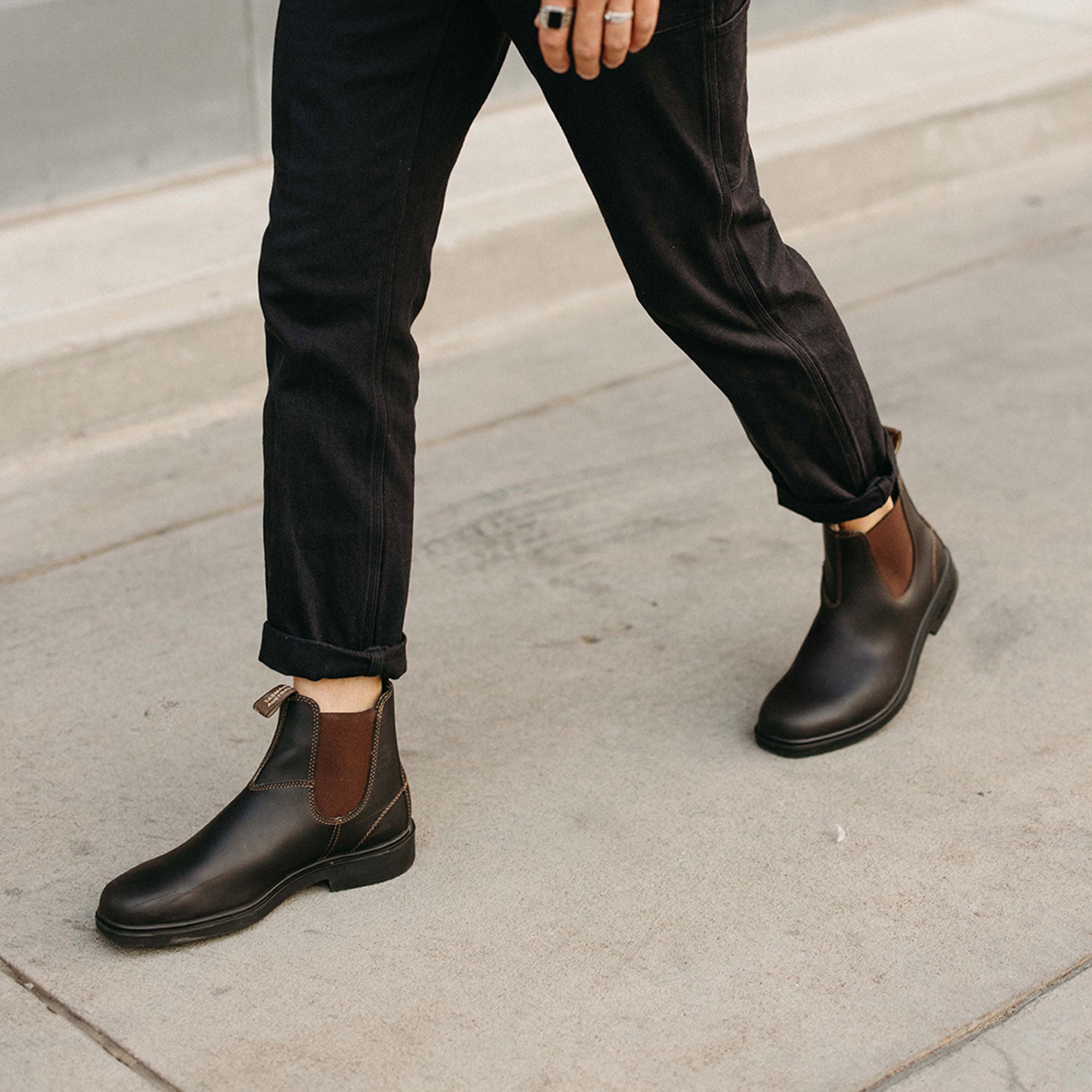 Stout Brown Premium Leather Chelsea Boots, Men's Dress 062
