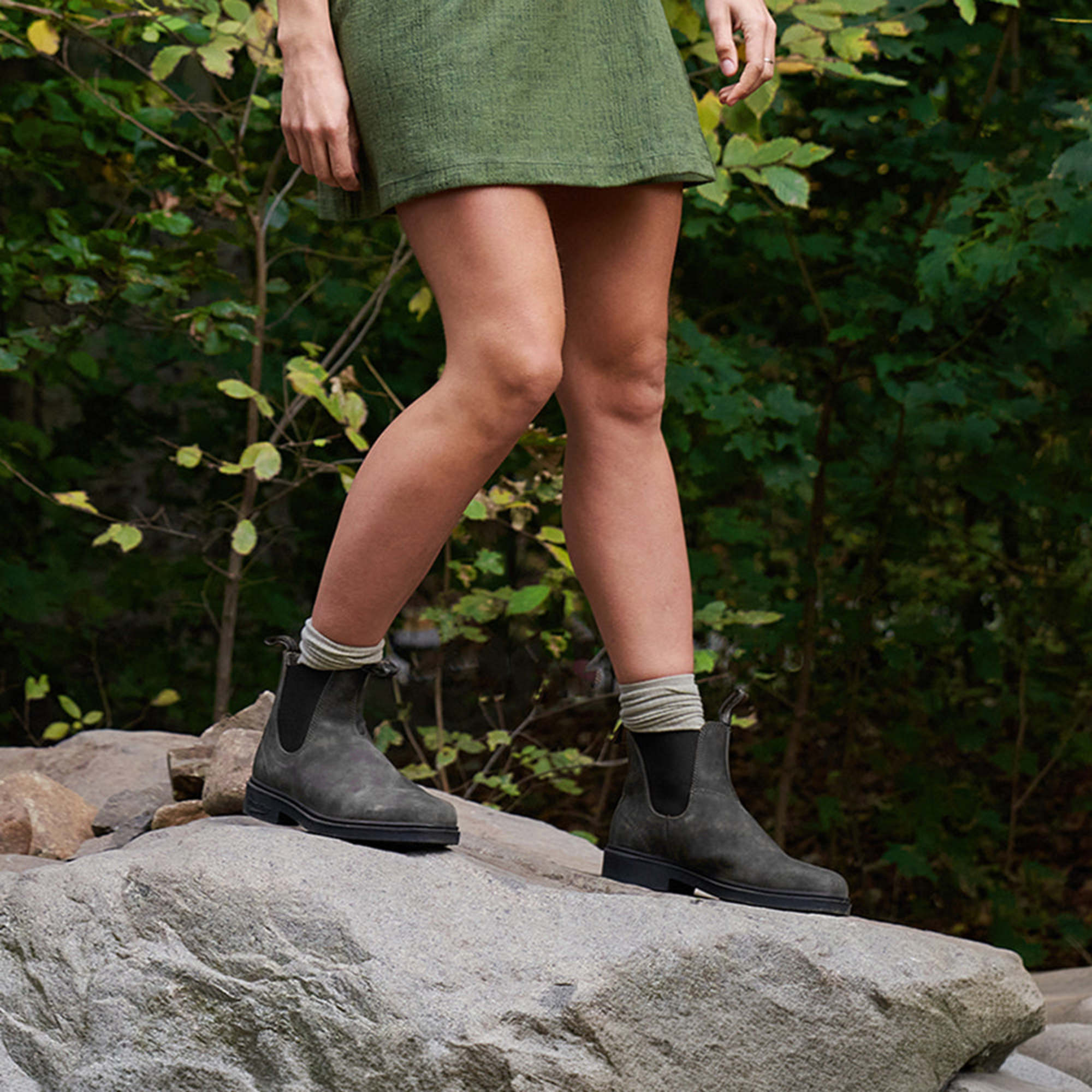 Rustic Black Premium Leather Chelsea Boots, Women's Dress 1308