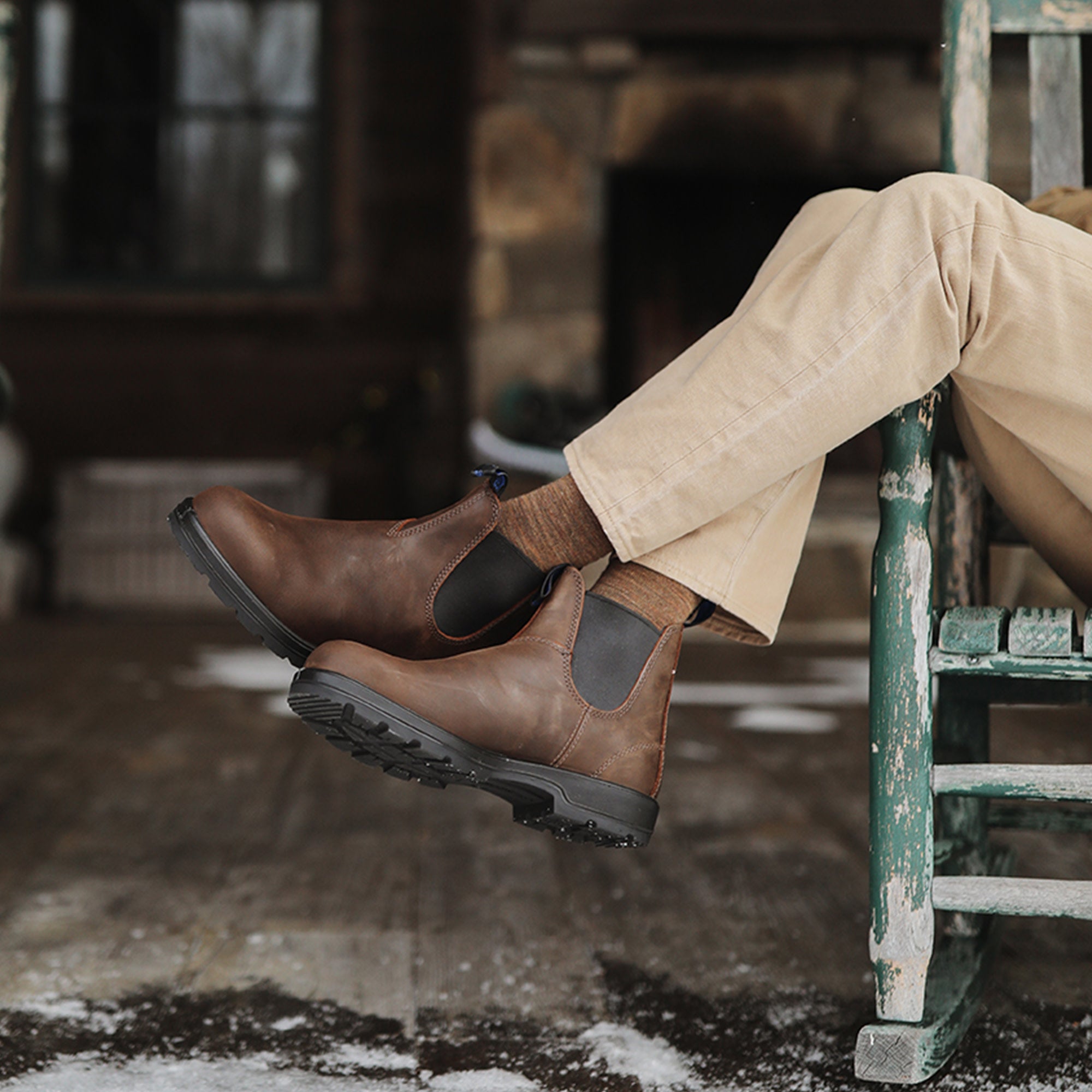 Antique Brown Premium Waterproof Leather Chelsea Boots, Men's