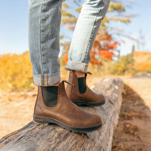 blundstone dress boots Antique Brown Premium Leather Chelsea Boots, Women's Classics 1609 Size:Tailor-made VetsDaySale Chisel Toe #2582 in Short Sleeve Knee-length Pleated