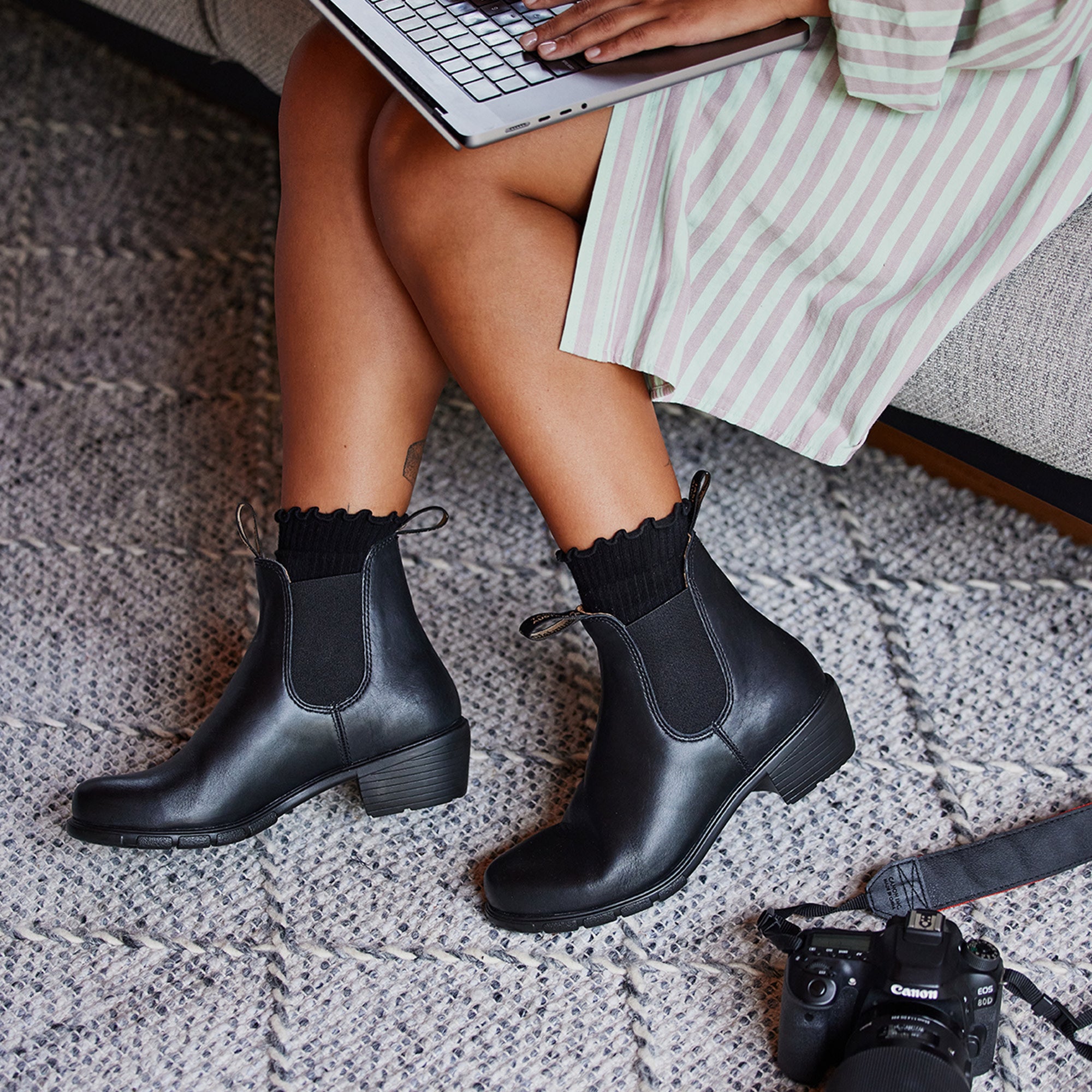 Blundstone 1671 ブラック サイドゴアブーツ サイズ6（25㎝） Black Leather Heeled Boots, Women's Series 1671 - Blundstone