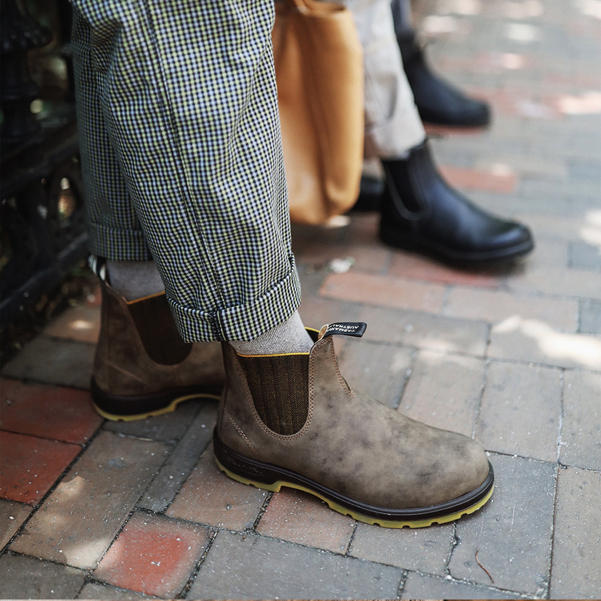 Rustic Brown / Mustard-Black Premium Leather Chelsea Boots, Men's