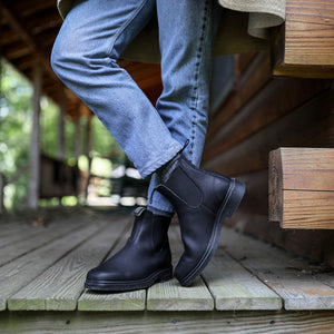 Black Full Grain Leather Chelsea Boots, Women's Dress 063