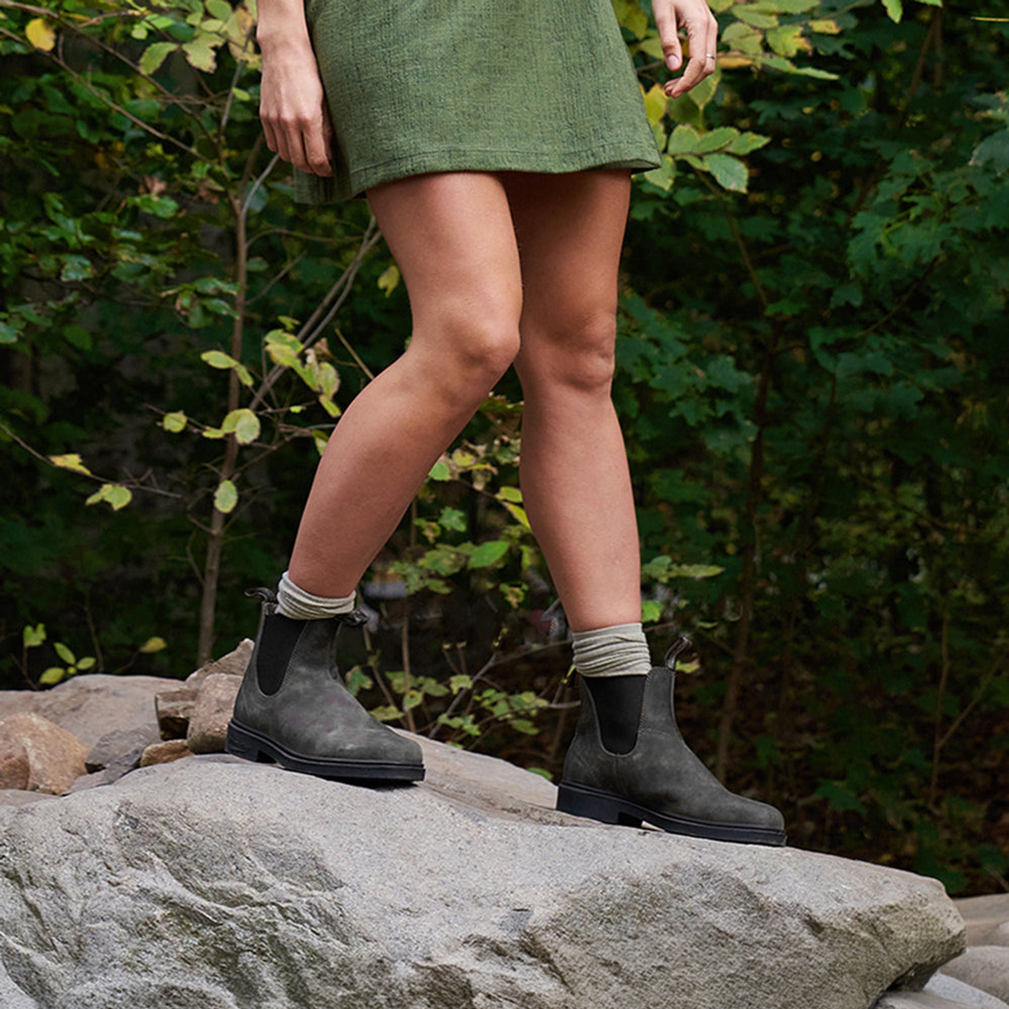 Rustic Black Premium Leather Chelsea Boots, Women's Dress 1308