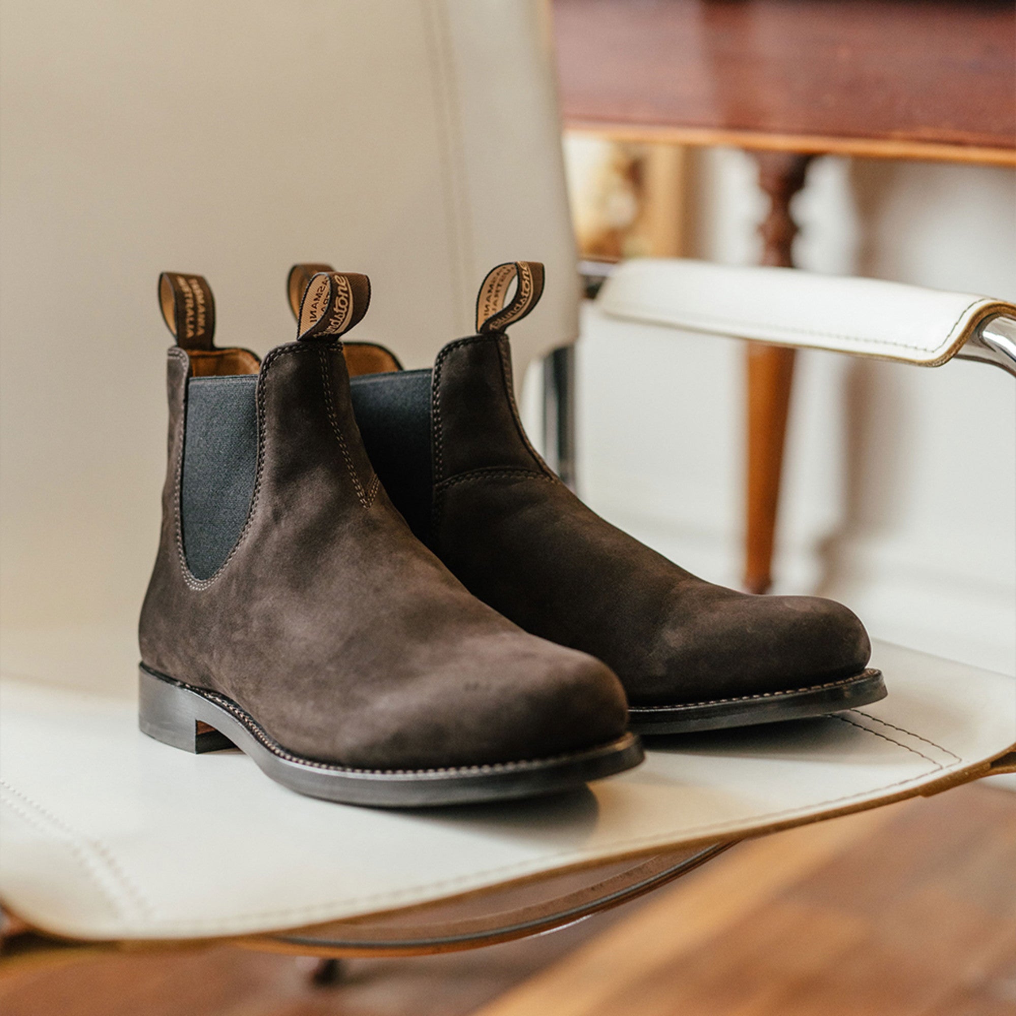 Chocolate Premium Leather Chelsea Boots, Women's Heritage 159