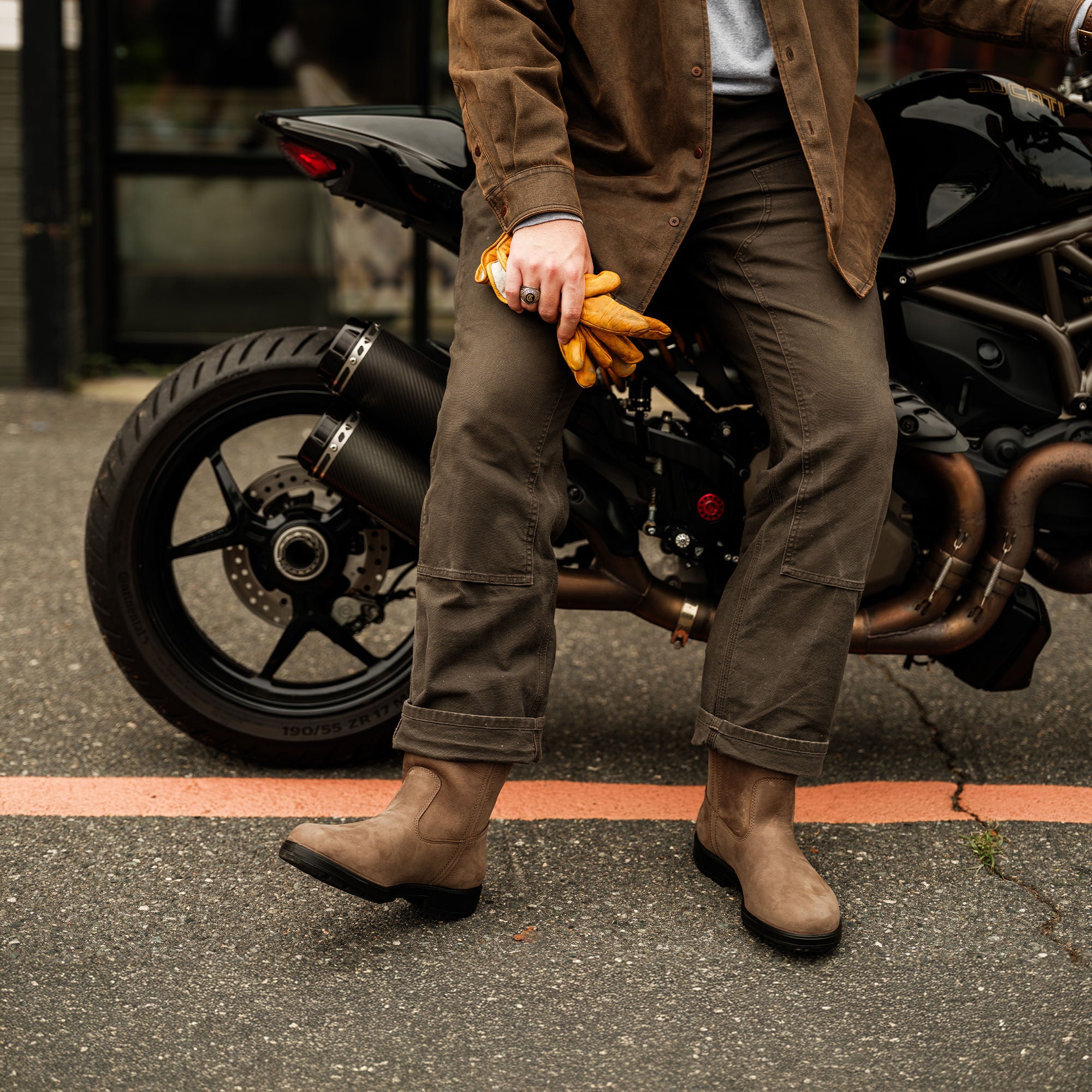 Mushroom Nubuck Leather Rigger Boots, Men's Originals 2529