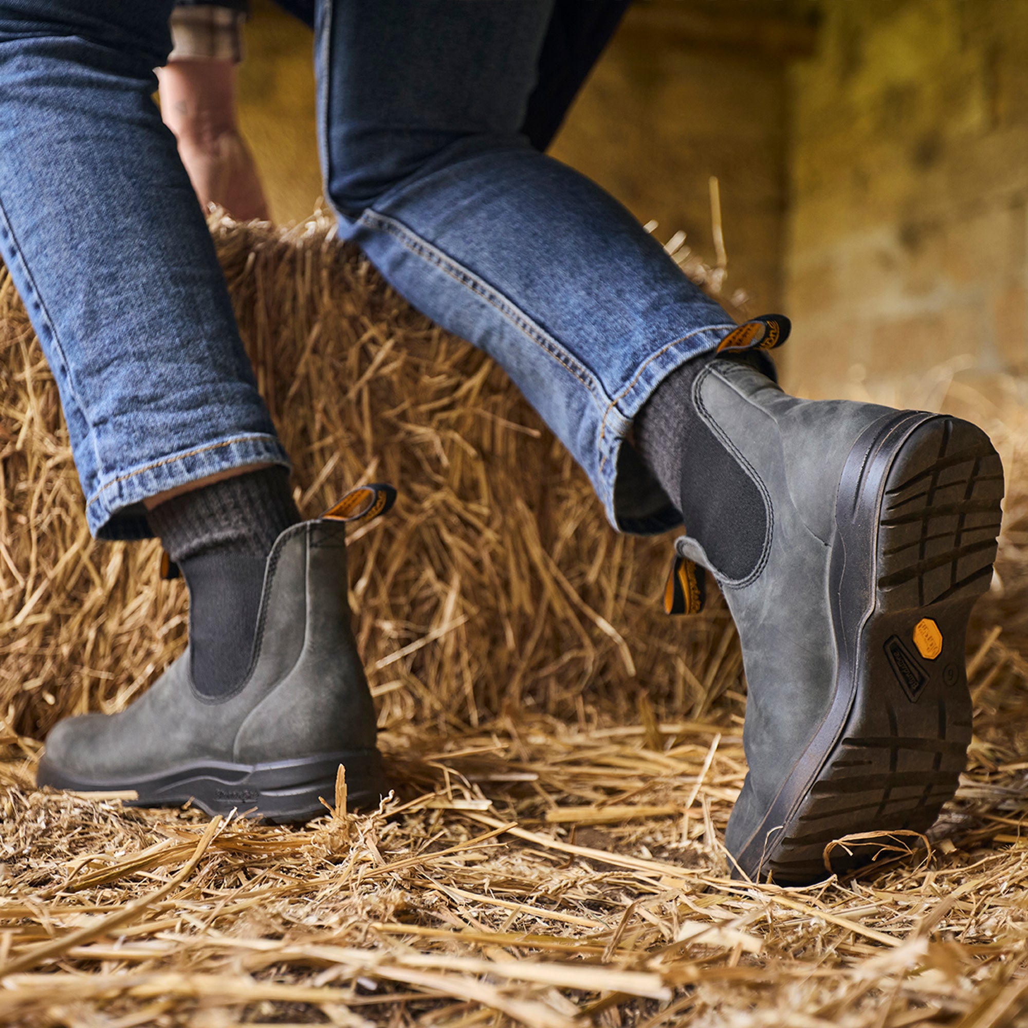 Rustic Black Premium Leather Chelsea Boots, Women's All-Terrain