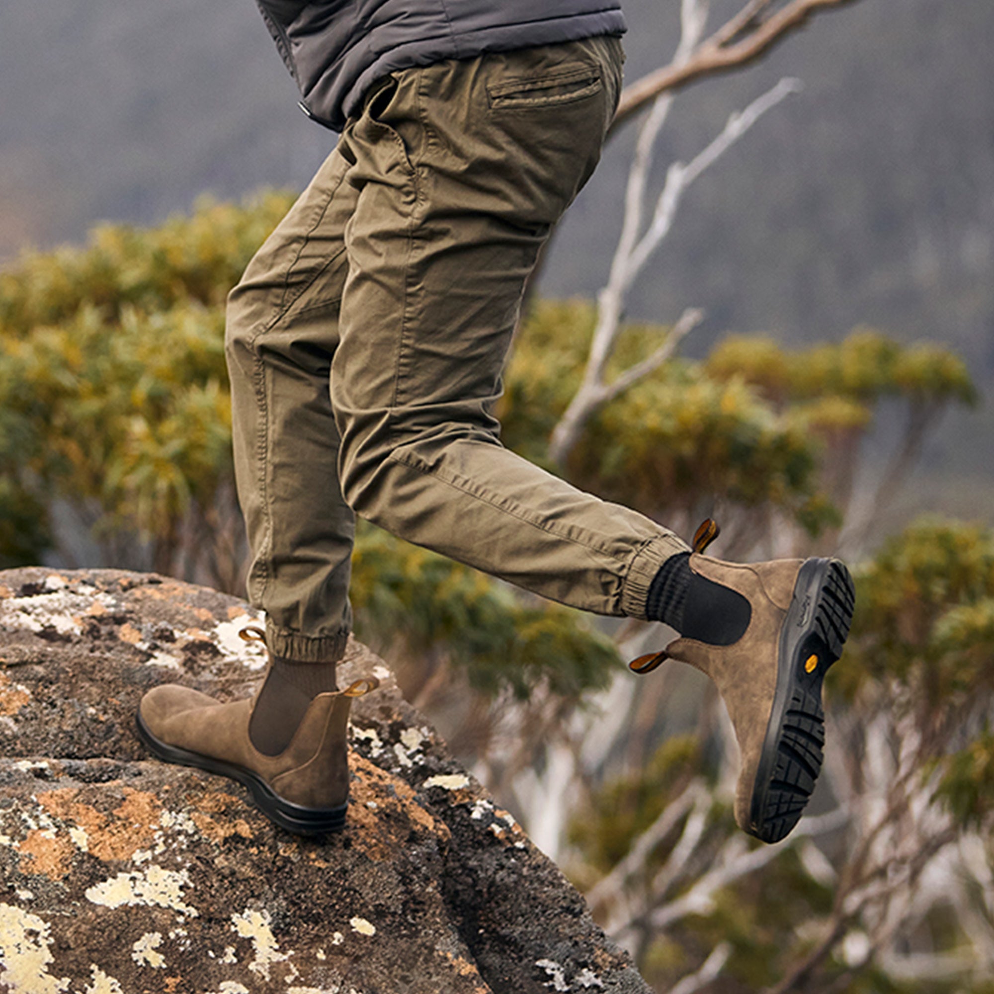 Rustic Brown Premium Leather Chelsea Boots, Men's All-Terrain 2056