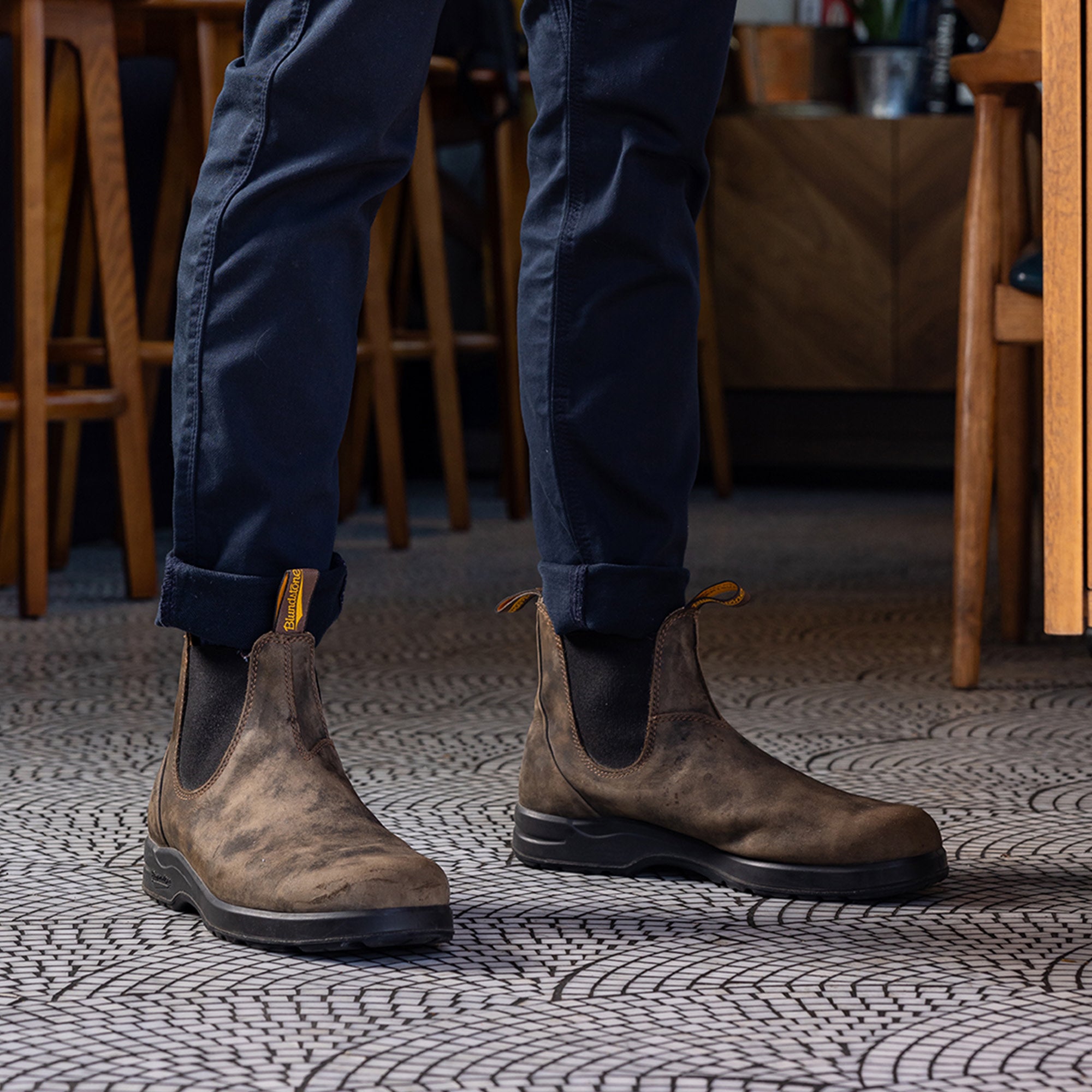 Rustic Brown Premium Leather Chelsea Boots, Men's All-Terrain 2056