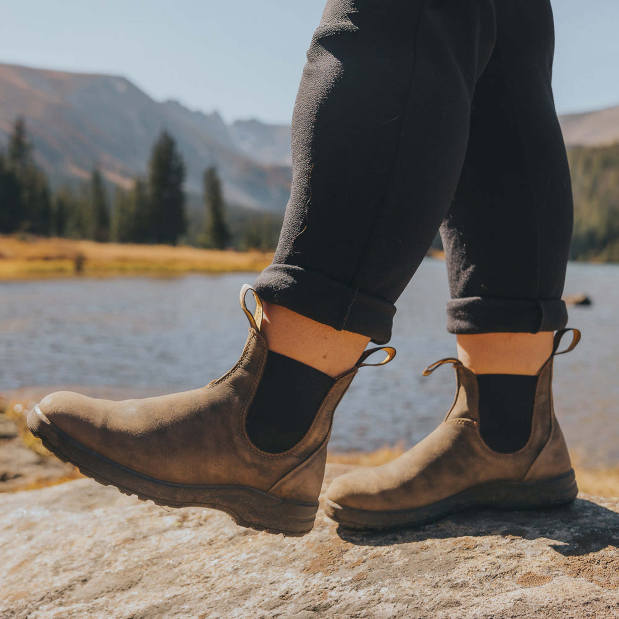 Rustic Brown Premium Leather Chelsea Boots, Women's All-Terrain