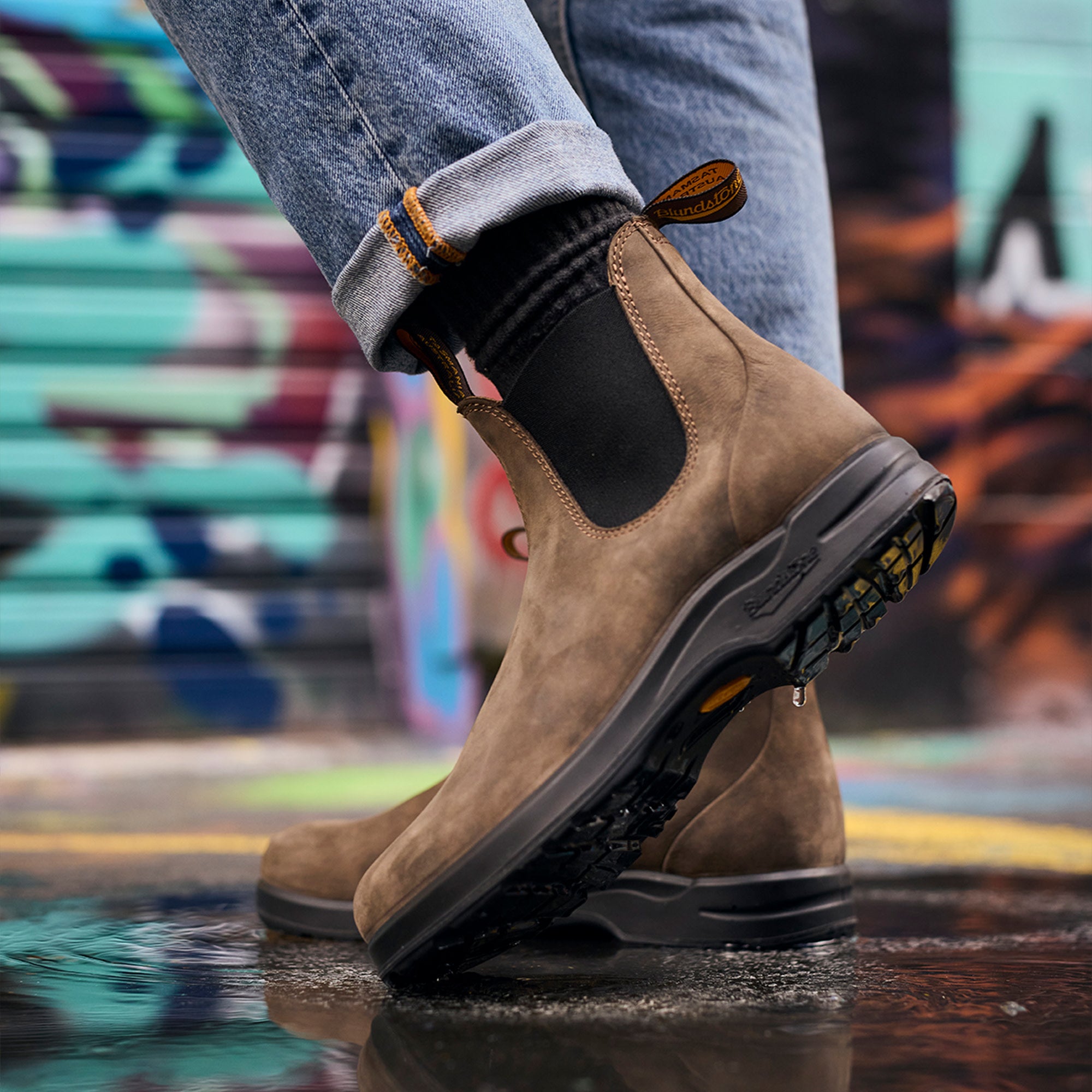 Rustic Brown Premium Leather Chelsea Boots, Women's All-Terrain