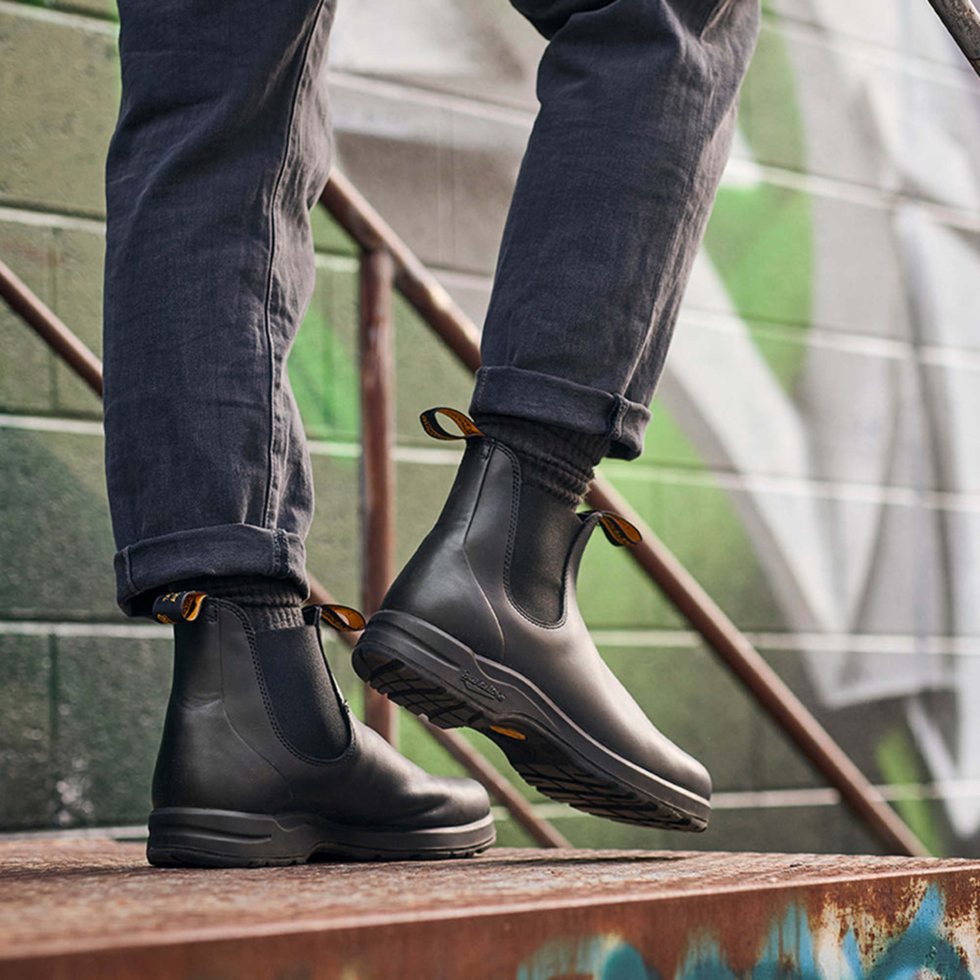 Black Premium Leather Chelsea Boots, Men's All-Terrain 2058