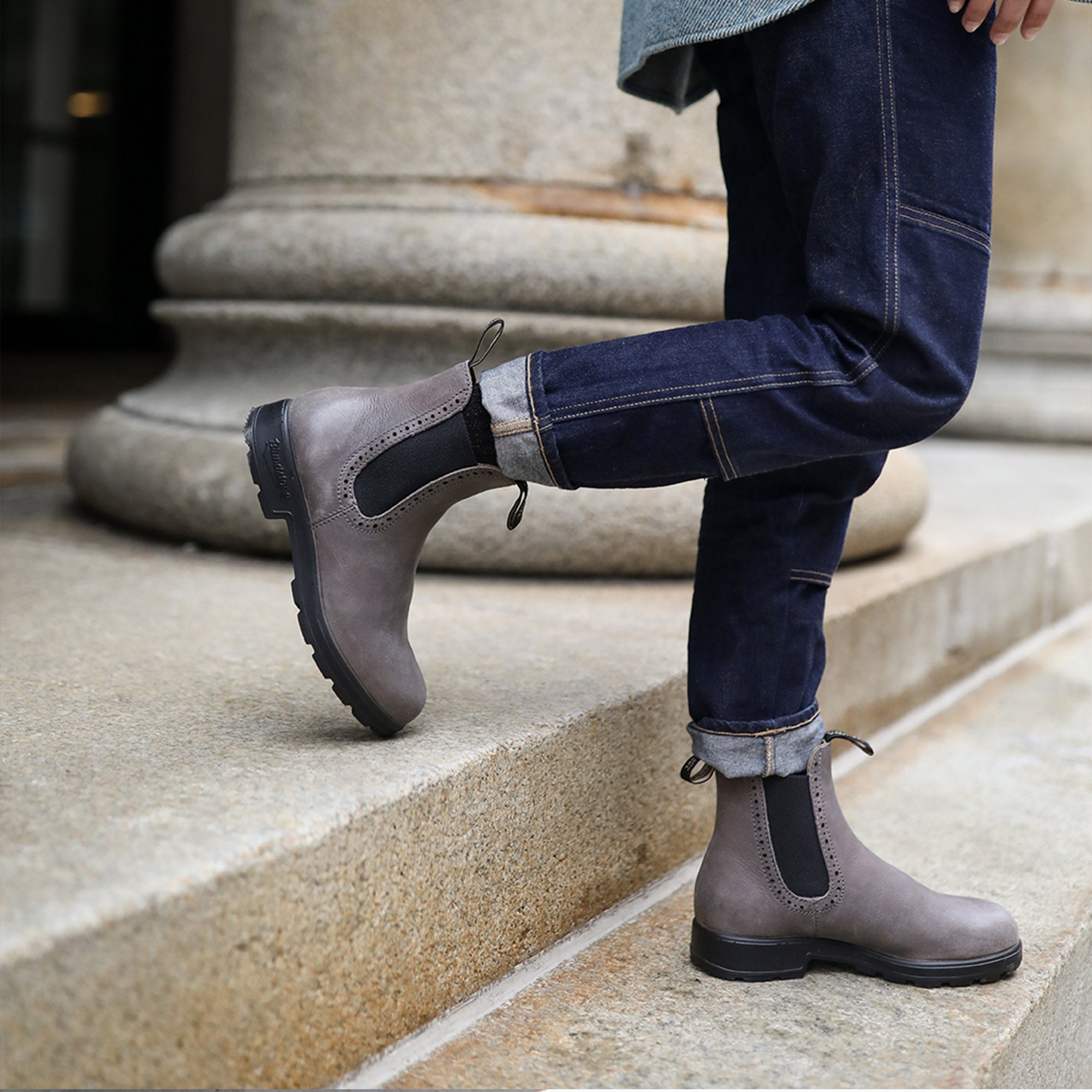 Dusty Grey Premium Leather High Top Boots, Women's Originals 2216