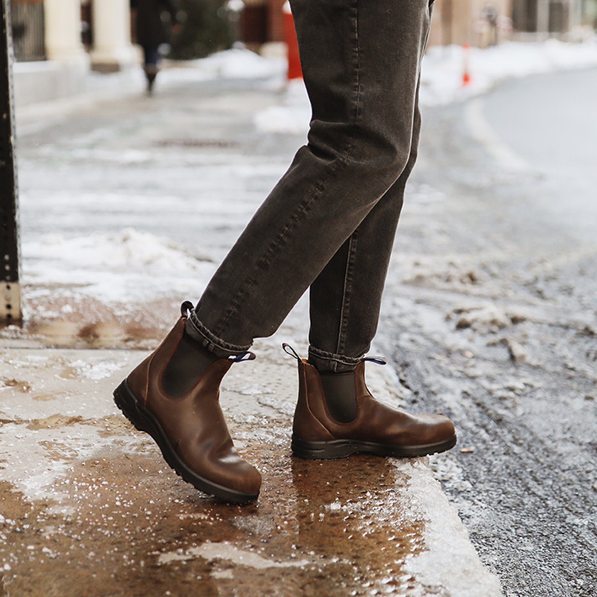 non ダークブラウン38 Antique Brown Premium Waterproof Leather Chelsea Boots, Men's All