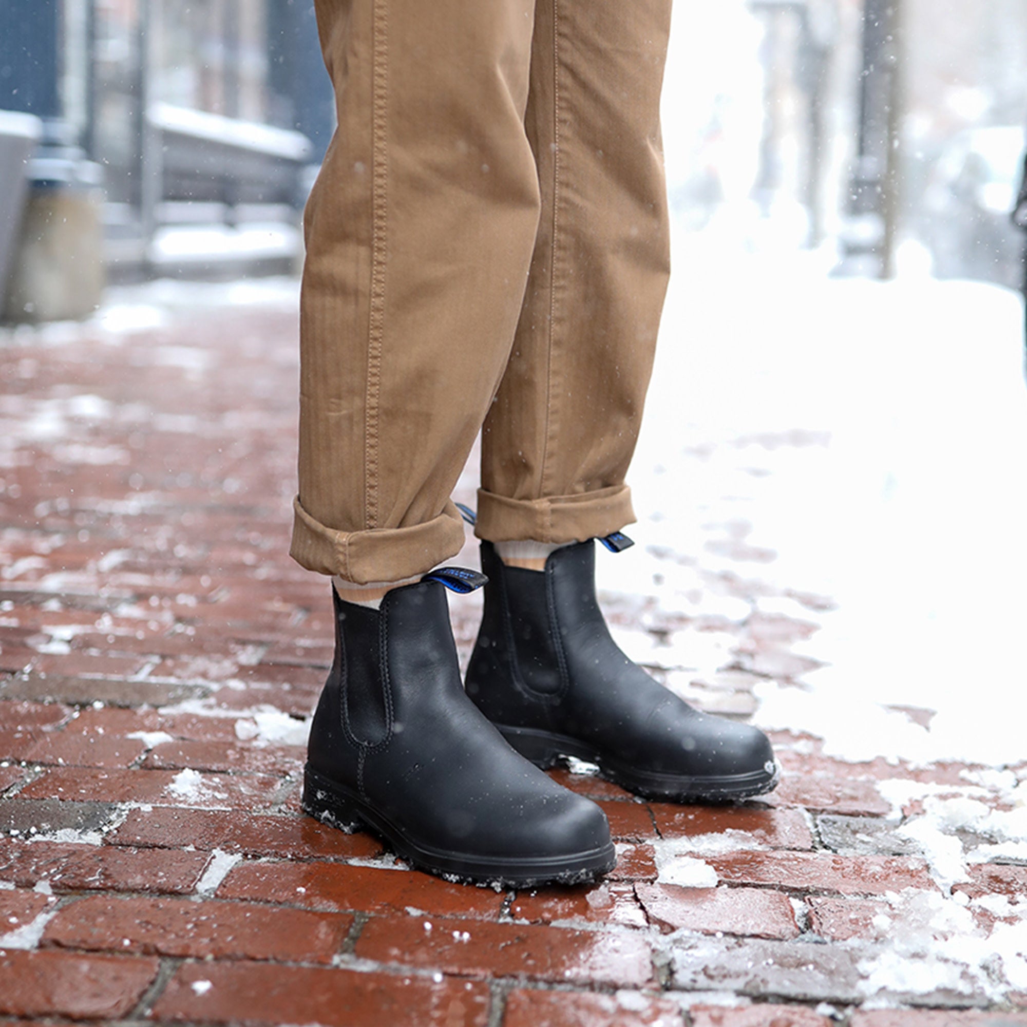 Black Premium Waterproof Leather High Top Boots, Women's Thermal