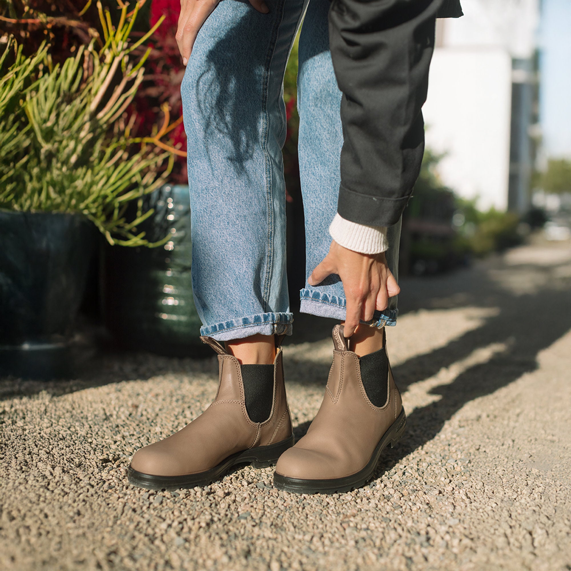 Taupe Premium Leather Chelsea Boots, Women's Classics 2341