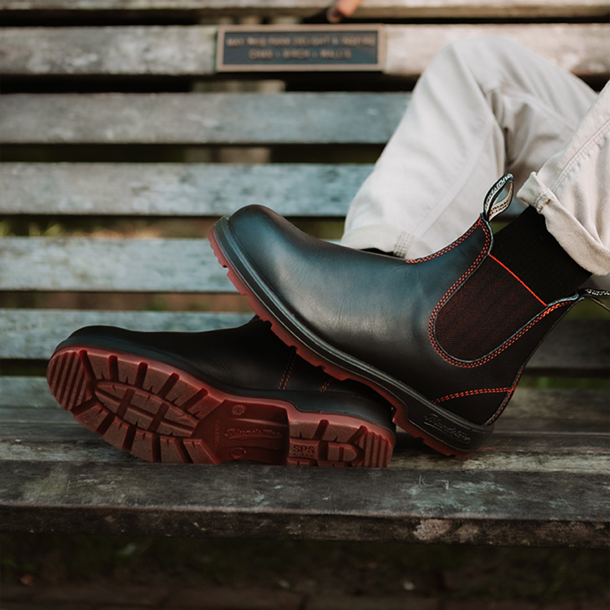 Black / Red Premium Leather Chelsea Boots, Men's Classics 2342