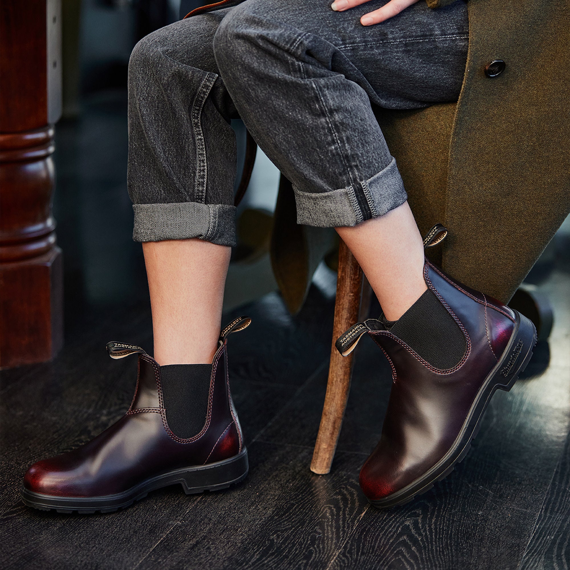 Bordeaux Brush Premium Leather Chelsea Boots, Women's Originals