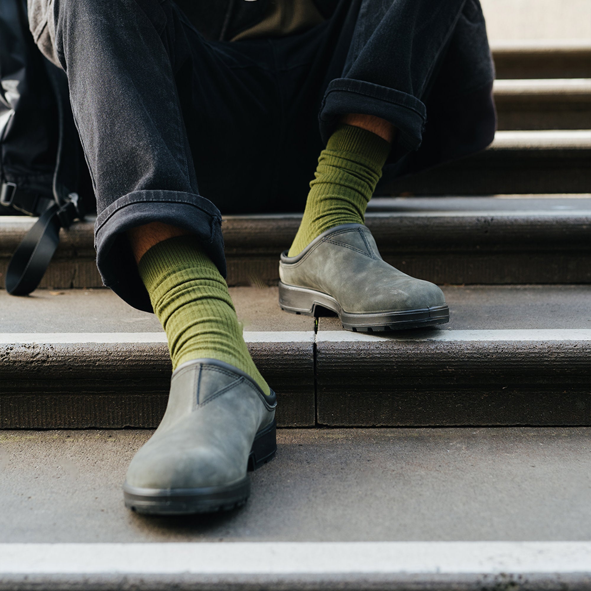 Rustic Black Nubuck Leather Slip-on Clogs, Men's Originals 2420