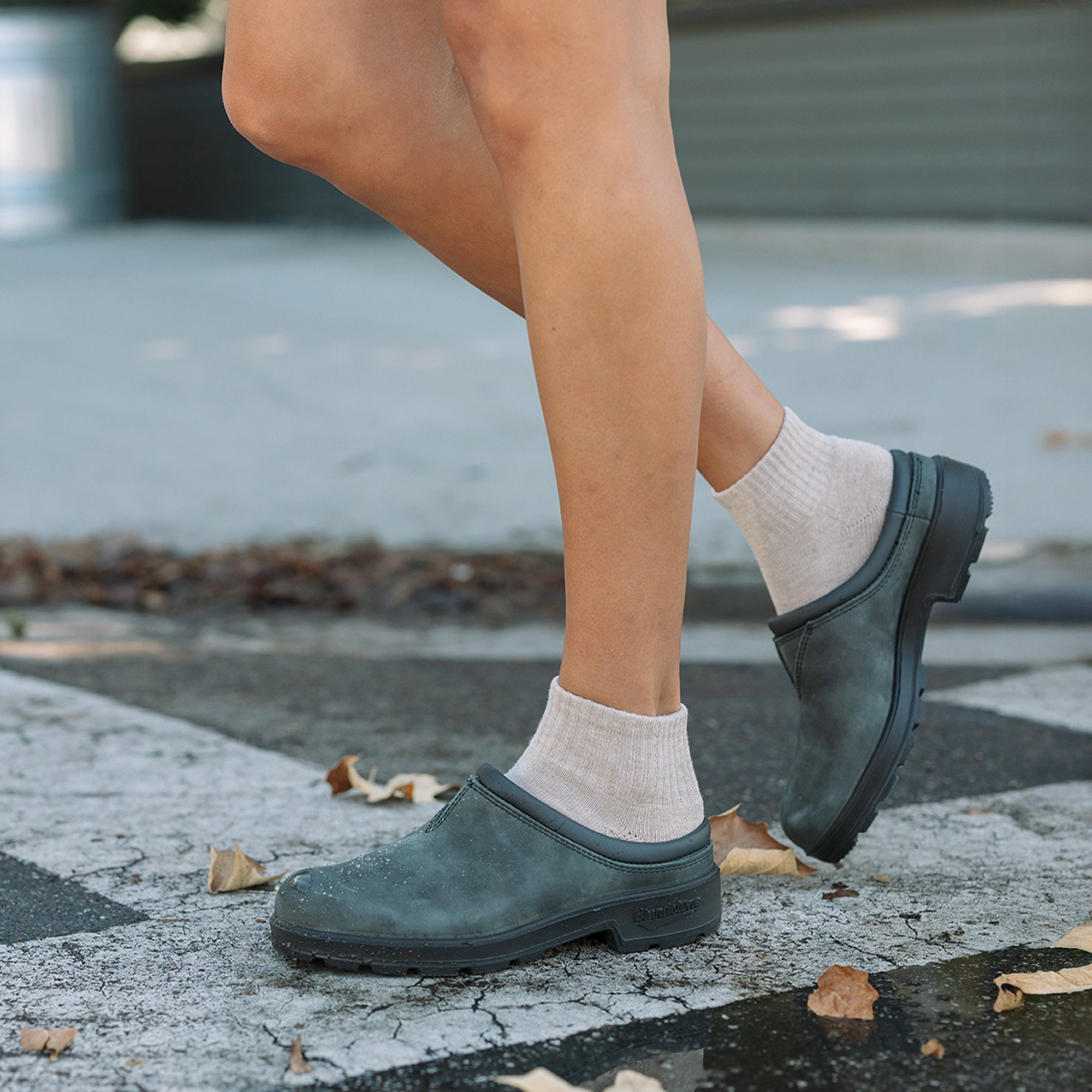 Rustic Black Nubuck Leather Slip-on Clogs, Women's Originals 2420