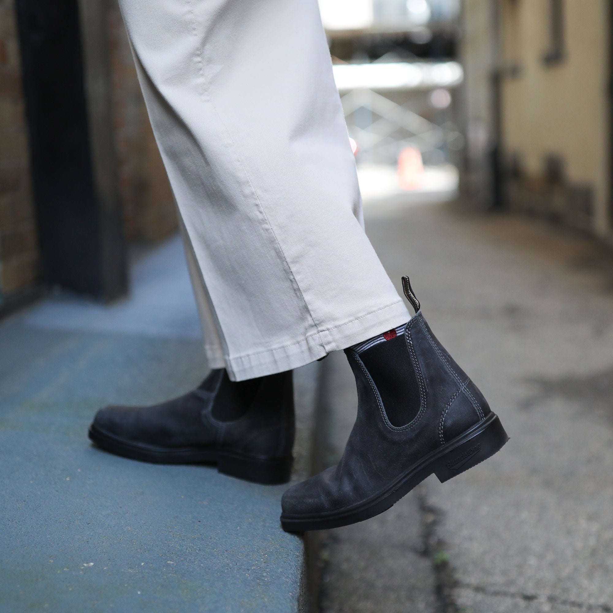 Steel Grey Suede Suede Leather Chelsea Boots, Women's Dress 2582