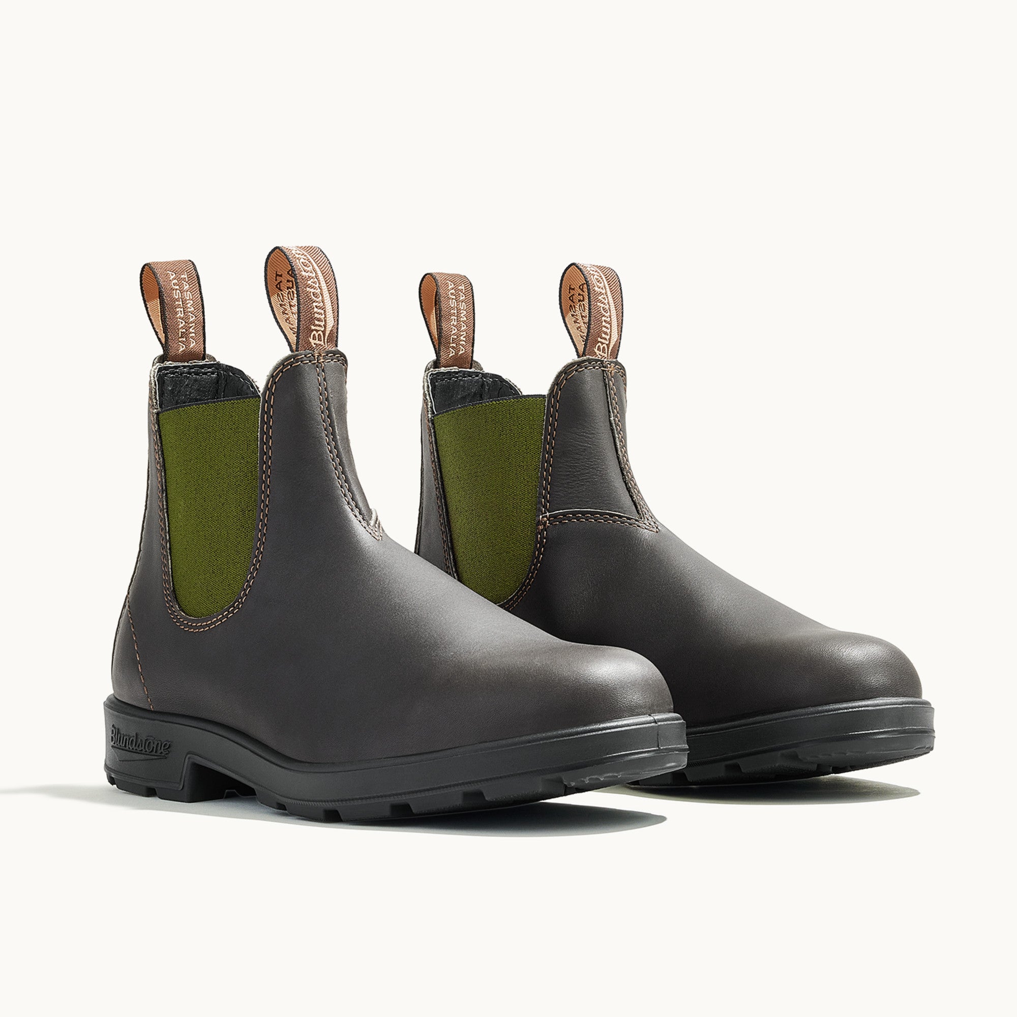 Stout Brown / Olive Premium Leather Chelsea Boots, Men's Originals