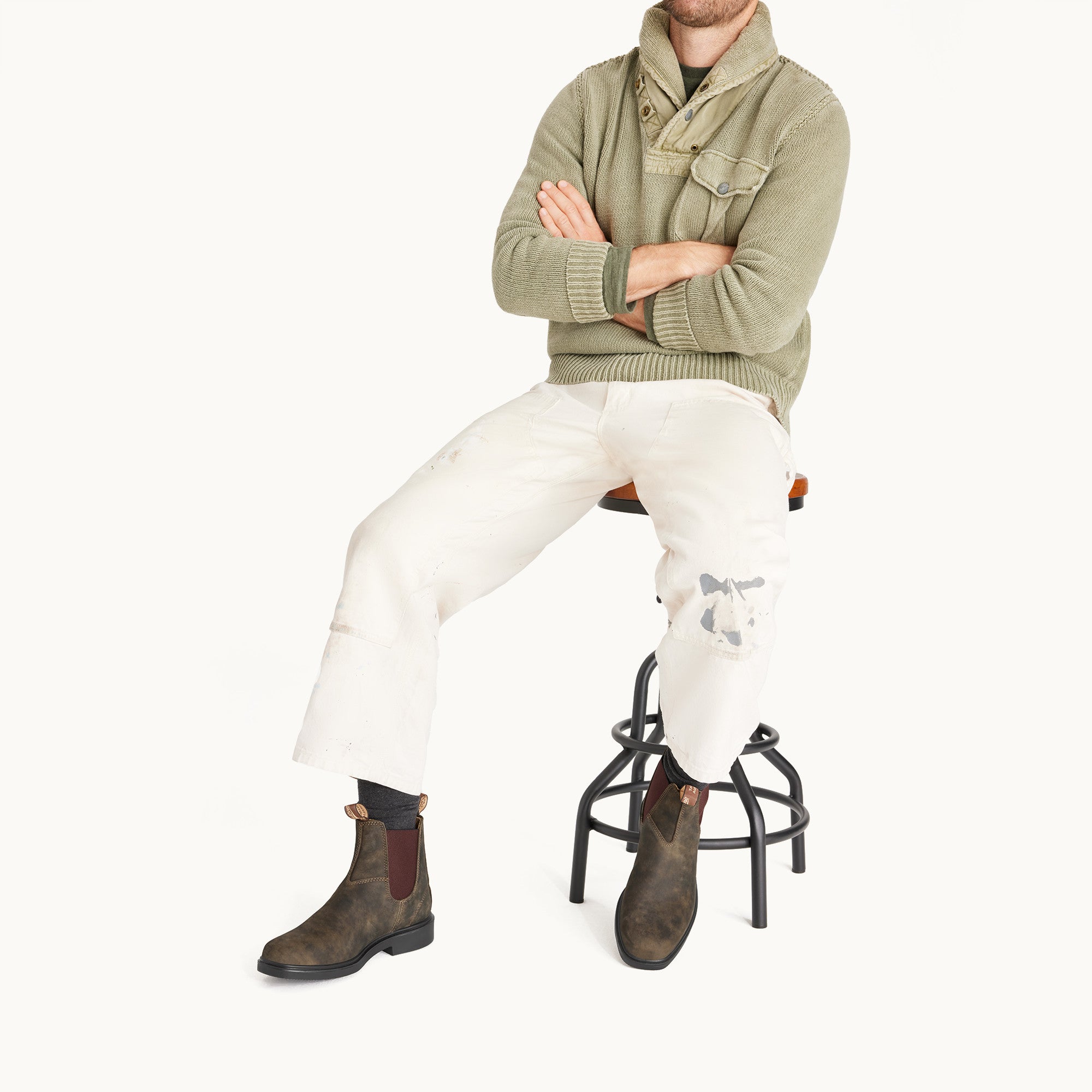 シマノ　BROOKSTONE FB-906 Rustic Brown Leather Chelsea Boots, Men's Dress 1306