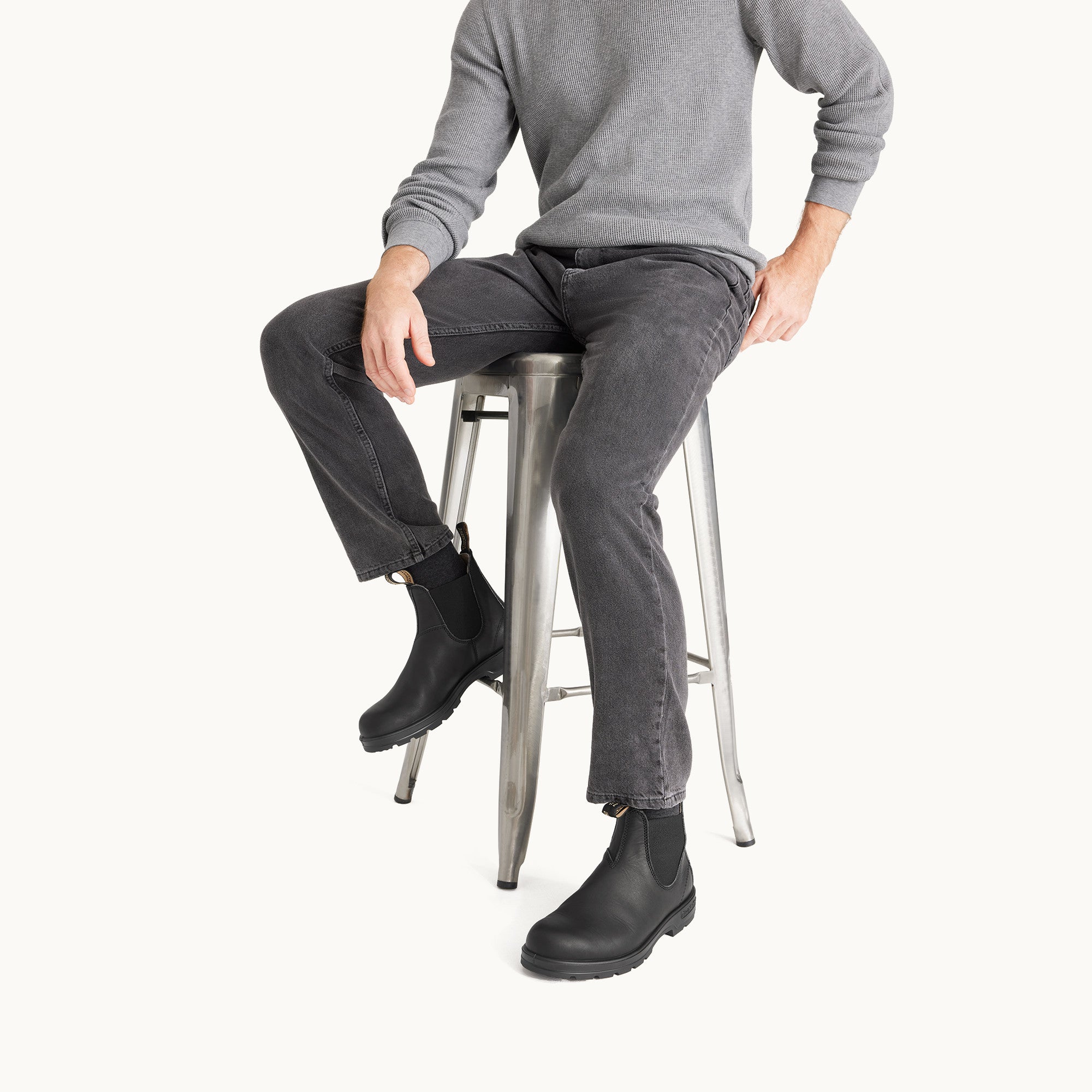 Black Premium Leather Chelsea Boots, Men's Classics 558