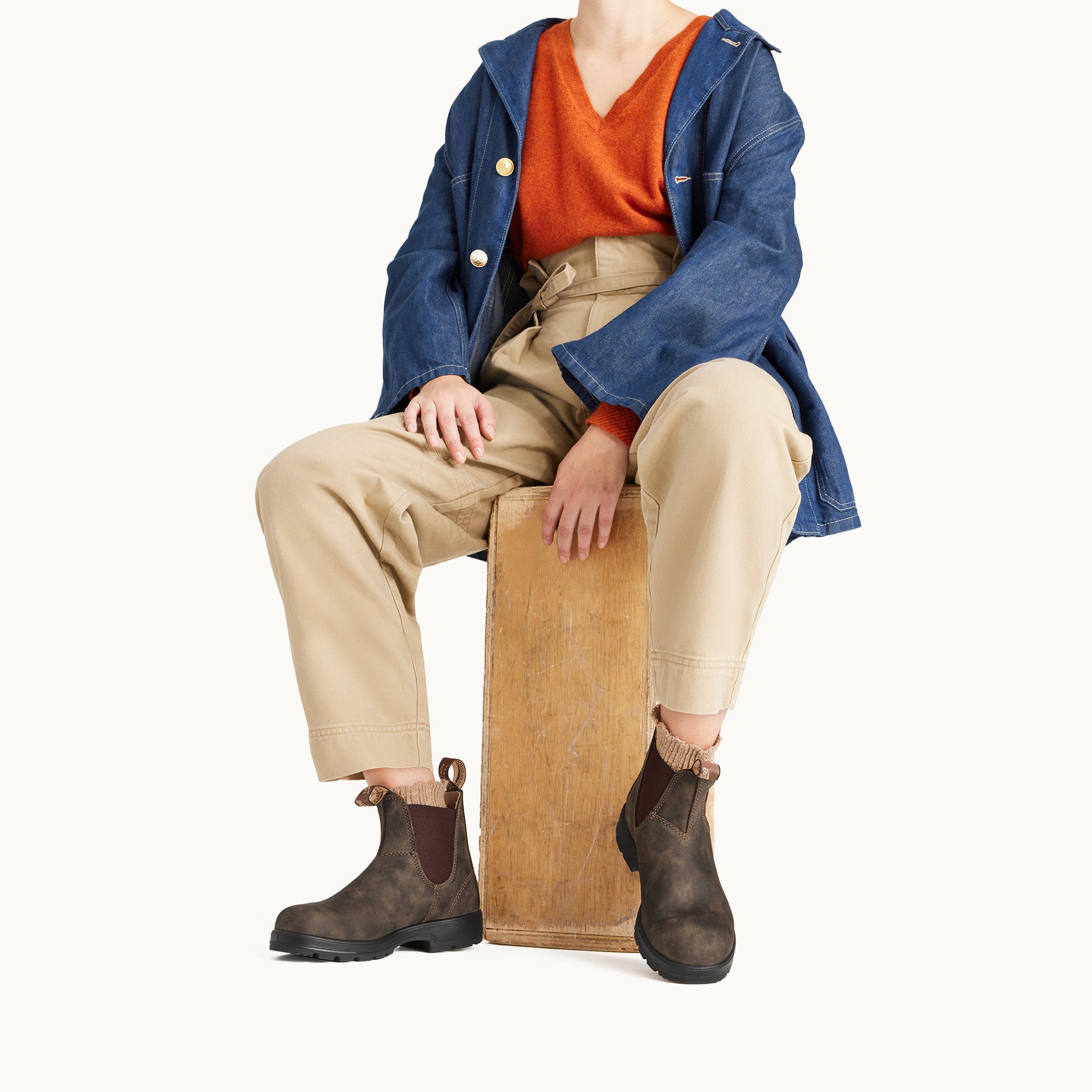 Blundstone 585 サイドゴアブーツ　サイズuk8 Rustic Brown Premium Leather Chelsea Boots, Women's Classics