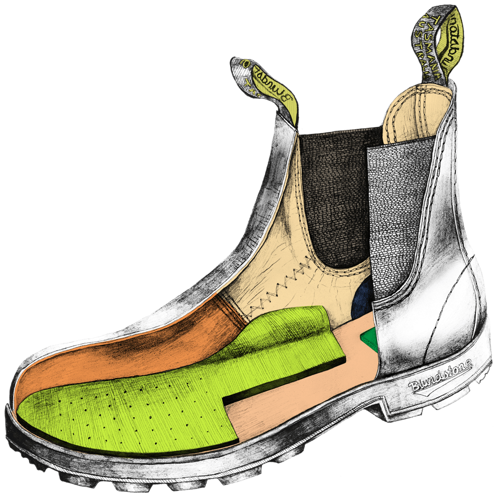 Drawing of a Blundstone Originals series vegan boot