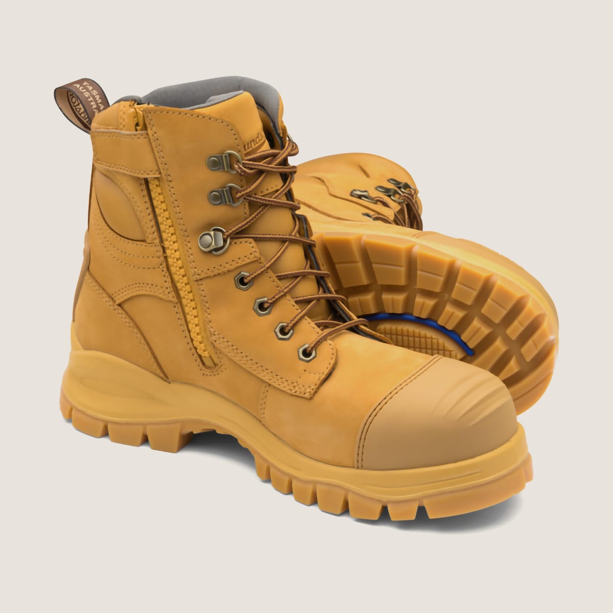 Wheat Nubuck Leather Zip Up Boots Work Style 992 Size 10 US Blundstone