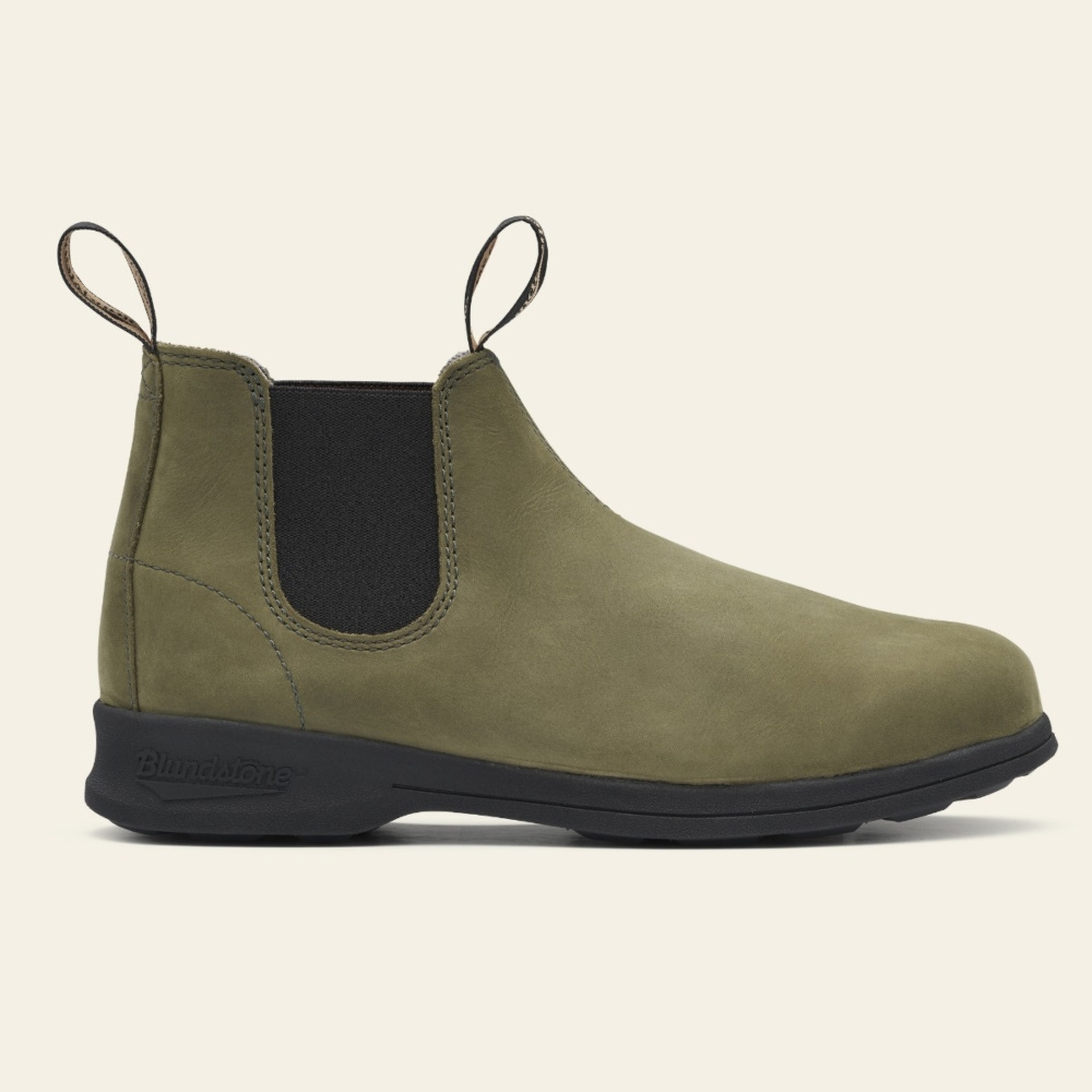 olive chelsea boots women's