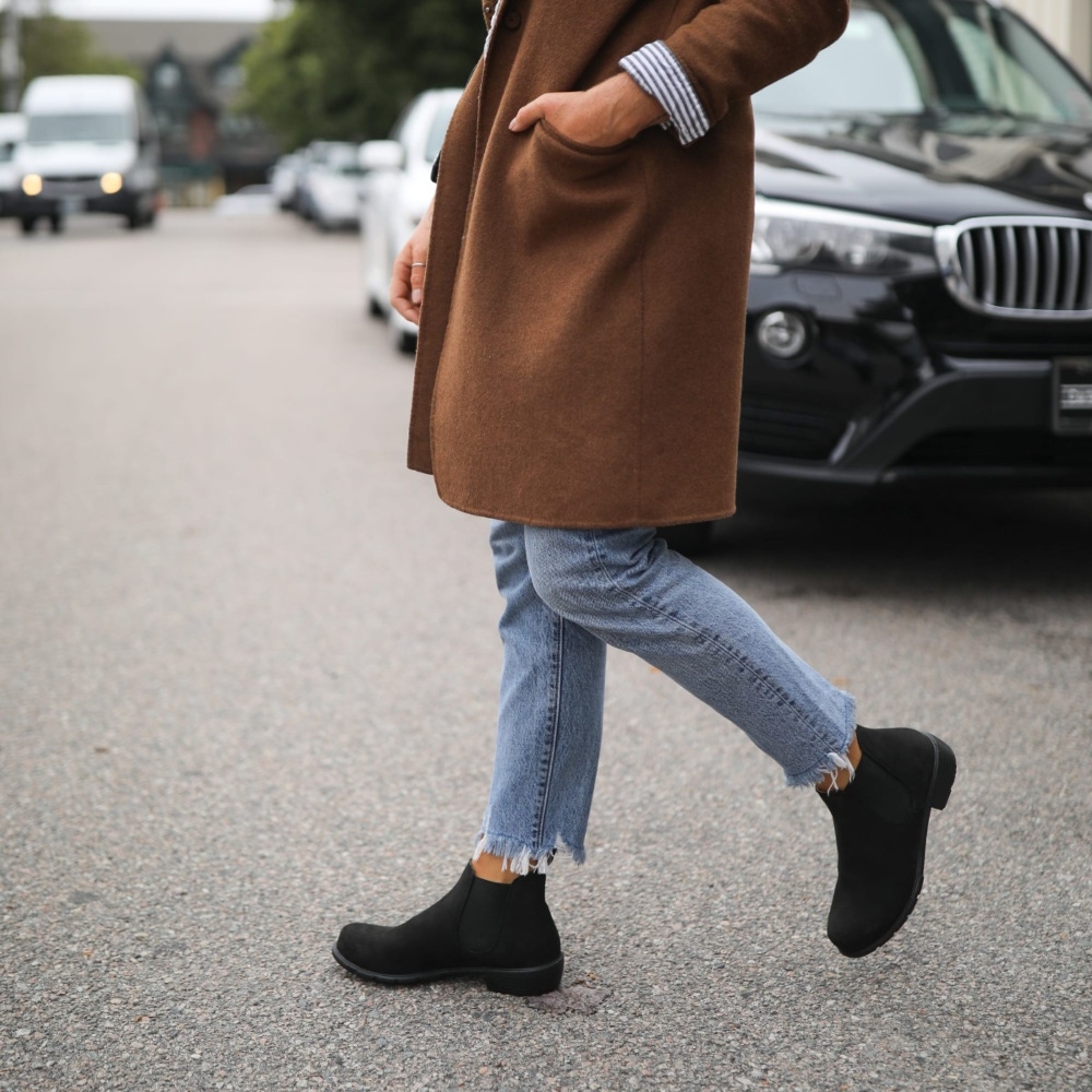 Black Nubuck Nubuck Leather Ankle Boots 