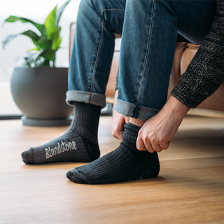 Merino Wool Socks - Black Sock/Slate Lettering by Blundstone
