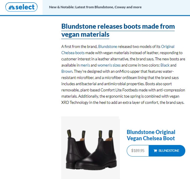 Vegan Boots Feature on NBC News Select Gift Guide